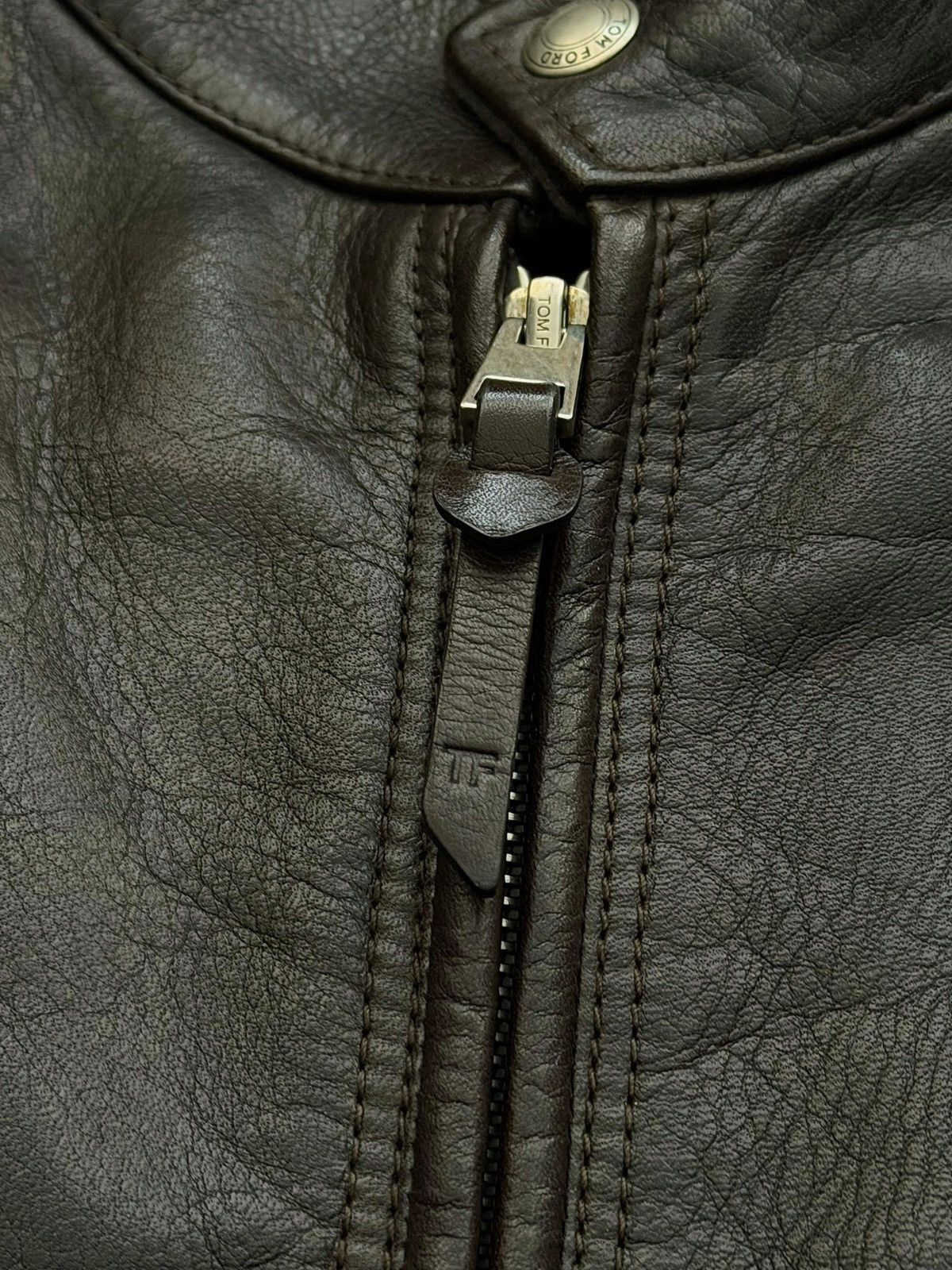 Tom Ford Slim Brown Black Cow Leather Cafe Jacket Size US L / EU 52-54 / 3 - 5 Thumbnail