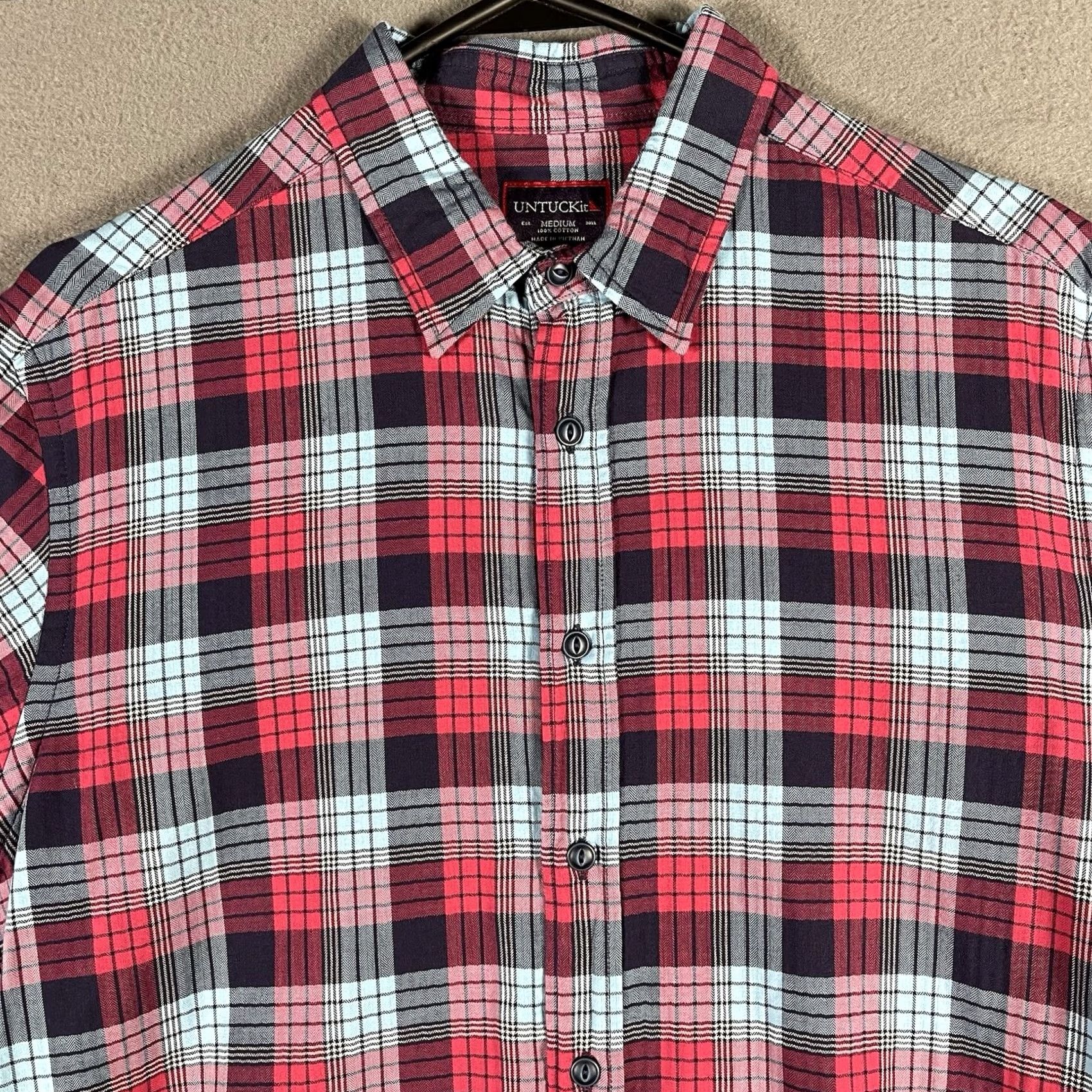 UNTUCKit UNTUCKit Shirt Mens M Red Plaid Cotton Long Sleeve Button-Up Regular Fit Button-Up Shirt Size US M / EU 48-50 / 2 - 2 Thumbnail
