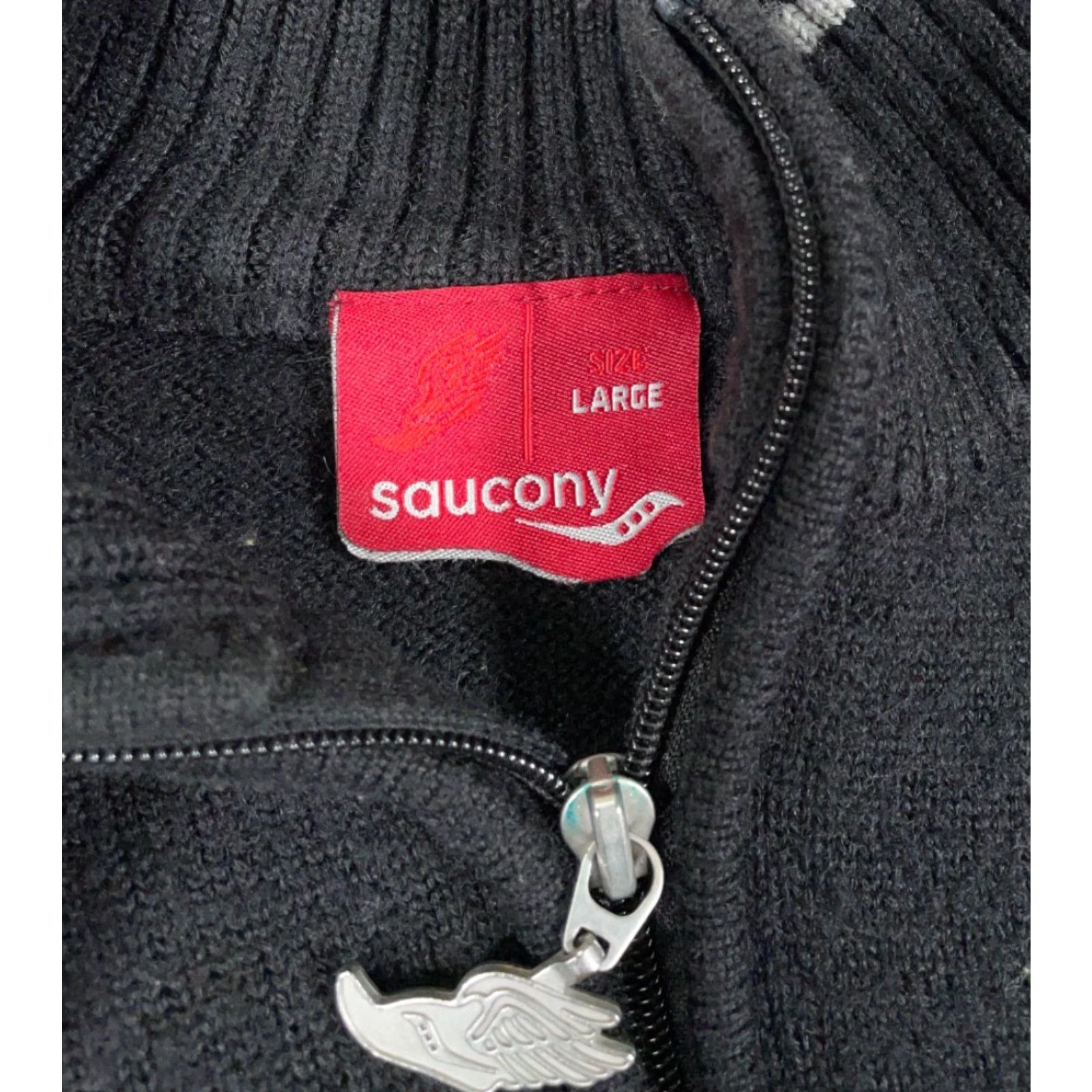 Saucony Saucony 1/4 Zip Sweater Women's Large Black Gray Wool Acrylic Casual Retro Size L / US 10 / IT 46 - 3 Thumbnail