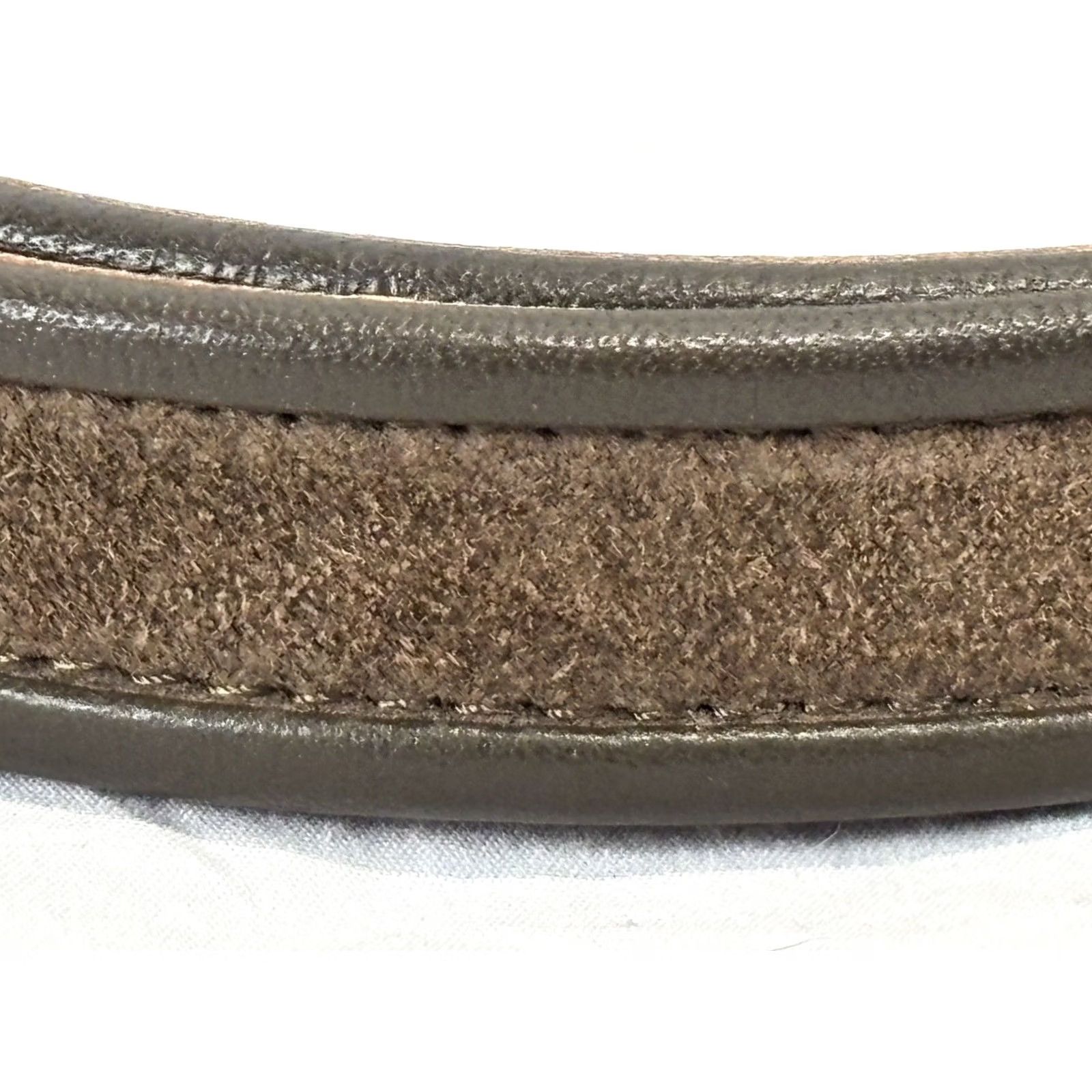 Vintage Tanner Leather Suede Narrow Belt Brown 32-36 Large Adult Italy Belt Woman Regular Size L Size ONE SIZE - 4 Thumbnail
