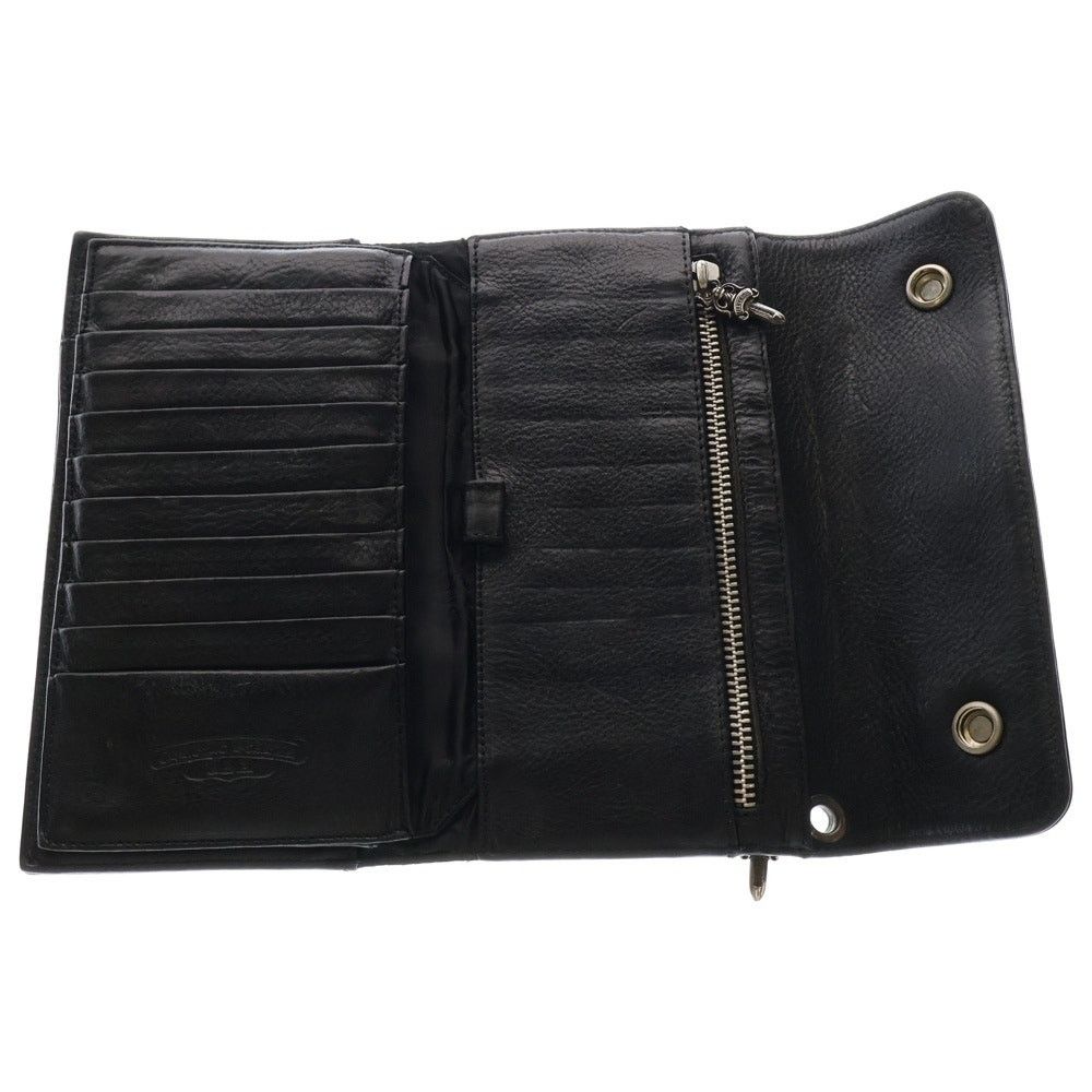 CHROME HEARTS WAVE Black Leather Wallet