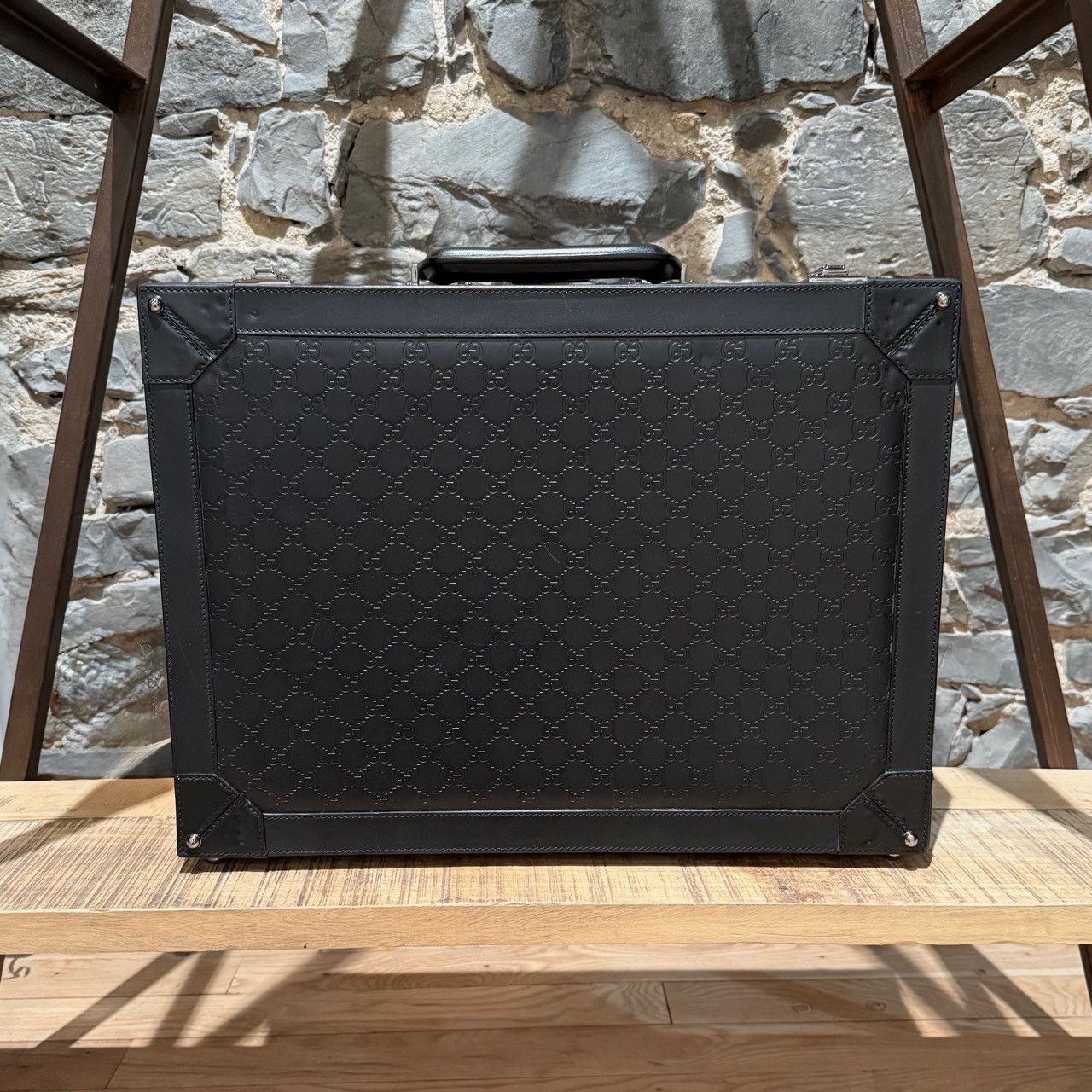 Gucci Gucci Black Leather Guccissima GG Embossed Trunk Suitcase Size ONE SIZE - 5 Thumbnail