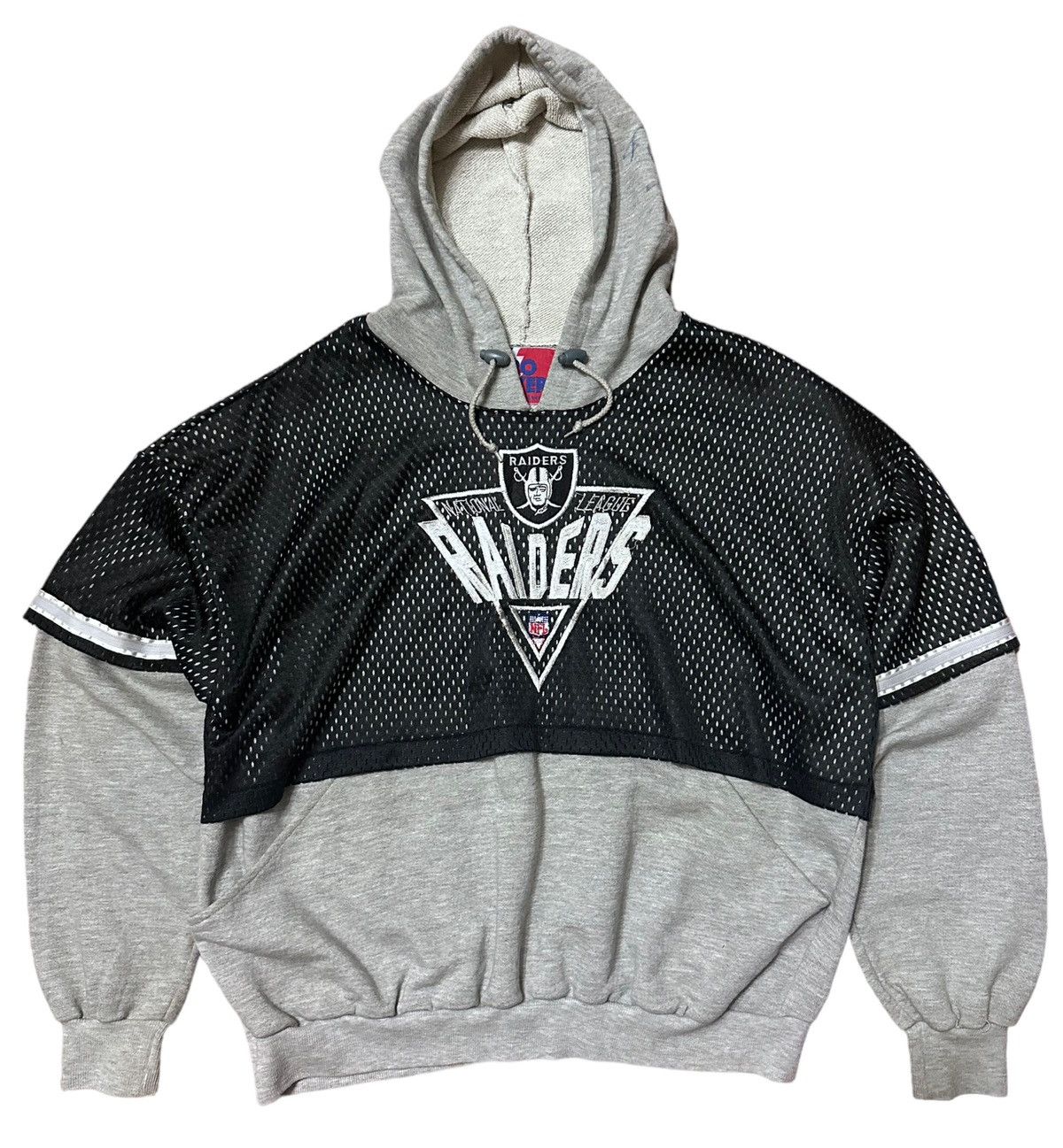 image of Oakland Raiders x Pro Player Raiders Nfl Mesh Hoodie in Black, Men's (Size Large)