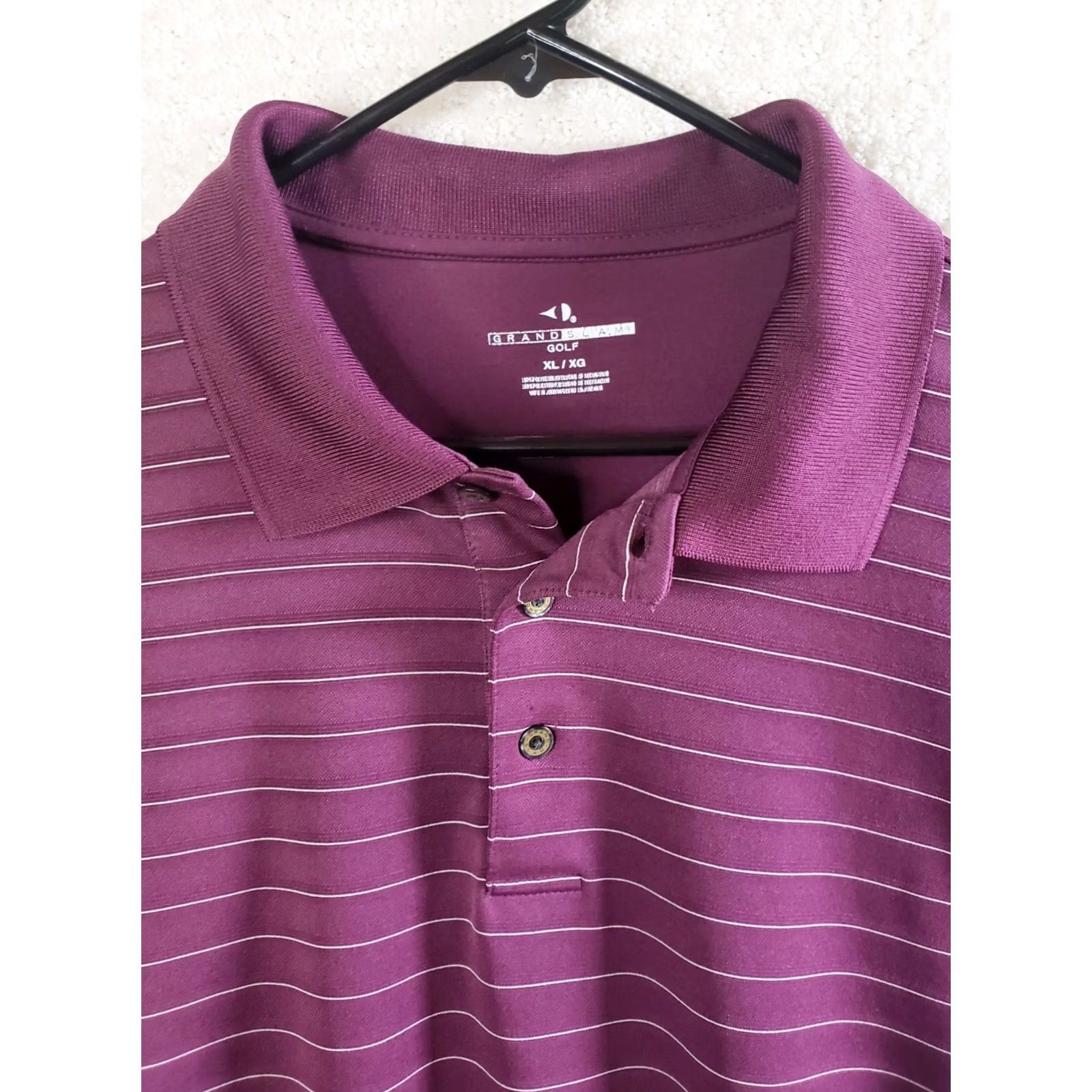 Vintage VINTAGE Grand Slam Men XL Purple Striped Short Sleeve Polo Golf Shirt Size US XL / EU 56 / 4 - 4 Thumbnail
