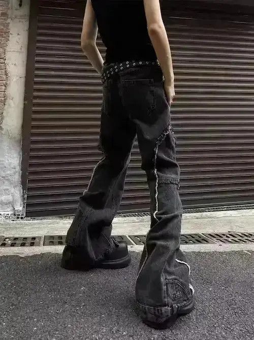 Japanese Brand Vintage raw edge patchwork distressed bootcut jeans Size US 32 / EU 48 - 6 Thumbnail
