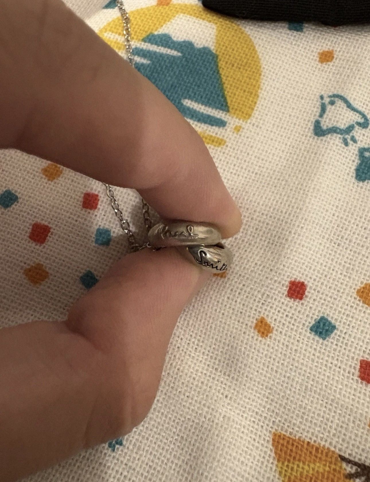 Paul Smith Paul Smith Stainless Steel Silver Color Double Ring Necklace Size ONE SIZE - 2 Thumbnail