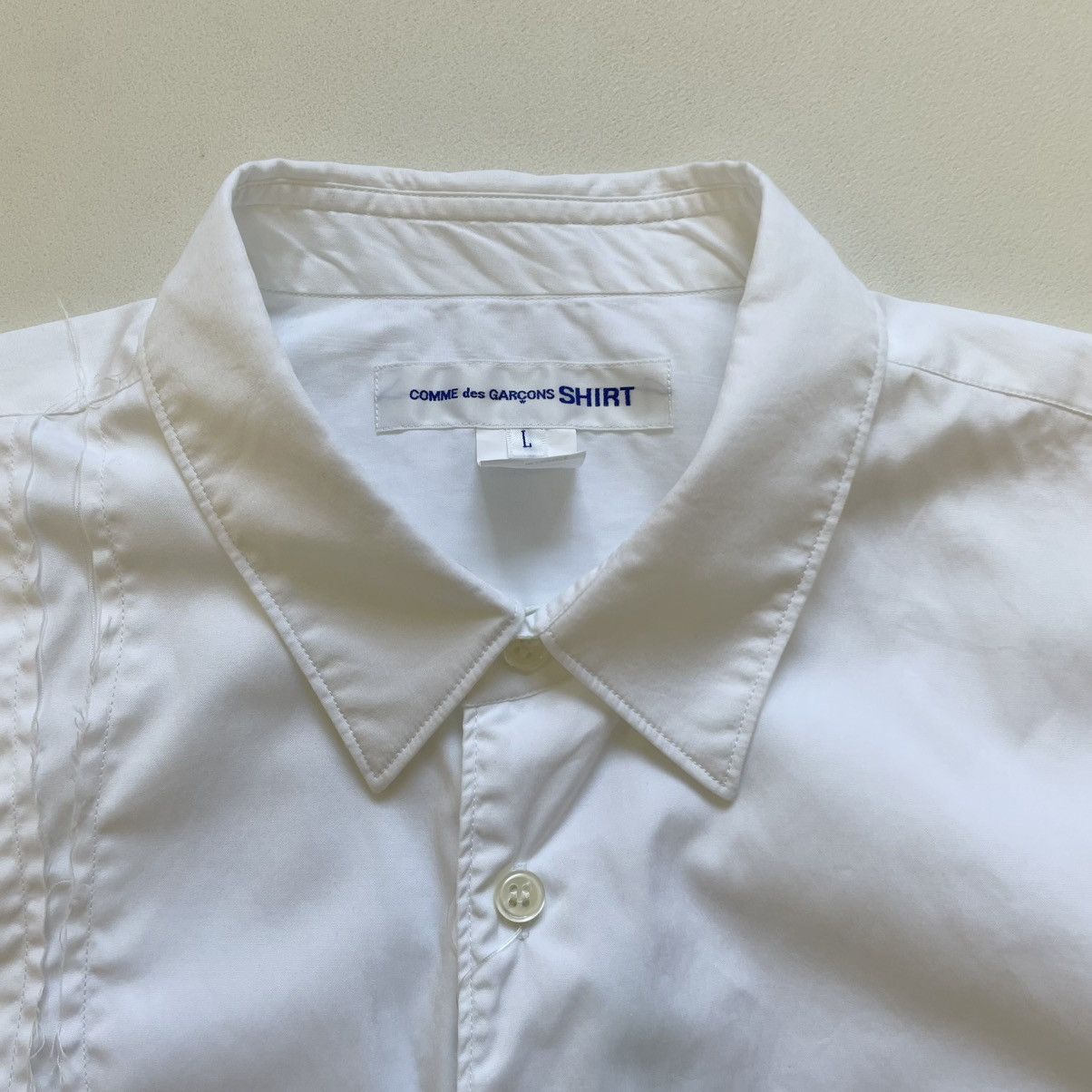 Comme des Garcons ‘Scar Stitch Cross Panelled’ White Shirt Size US L / EU 52-54 / 3 - 3 Thumbnail
