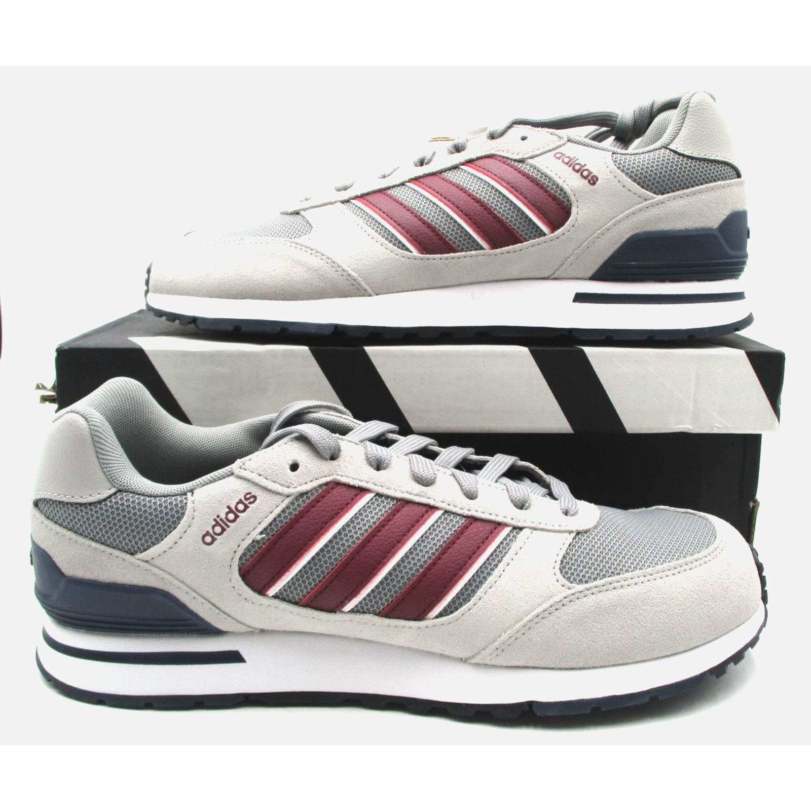 Adidas Adidas Run 80s Mens Size 10.5 Gray Burgundy Suede Sneakers Size US 10 / EU 43 - 2 Thumbnail