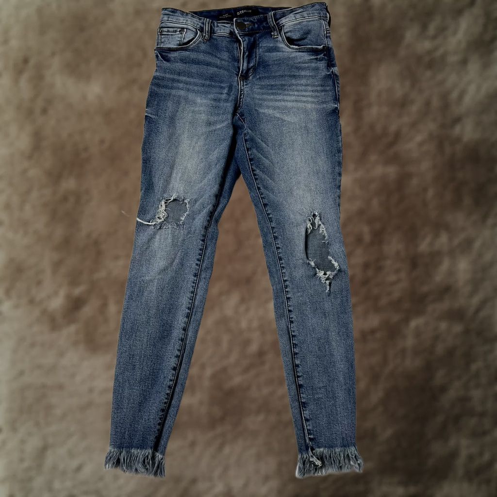 Vintage STS Blue Jeans Emma Ankle Skinny Womens Size 26 Destroyed Distressed 26 Inseam Blue Denim Size 26" / US 2 / IT 38 - 1 Thumbnail