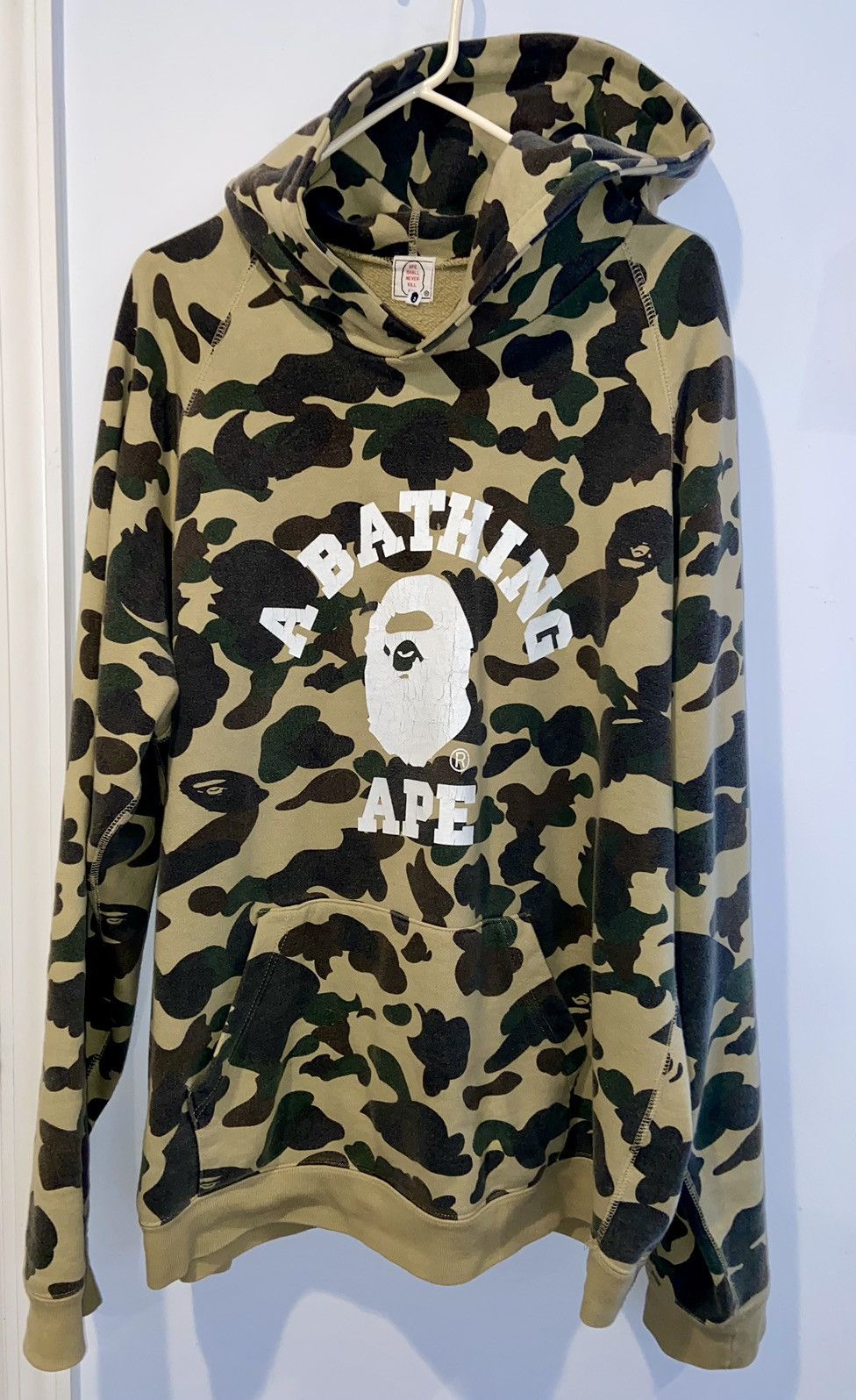 image of Bape x Nigo Og Yellow Camo College Pullover (2001), Men's (Size XL)