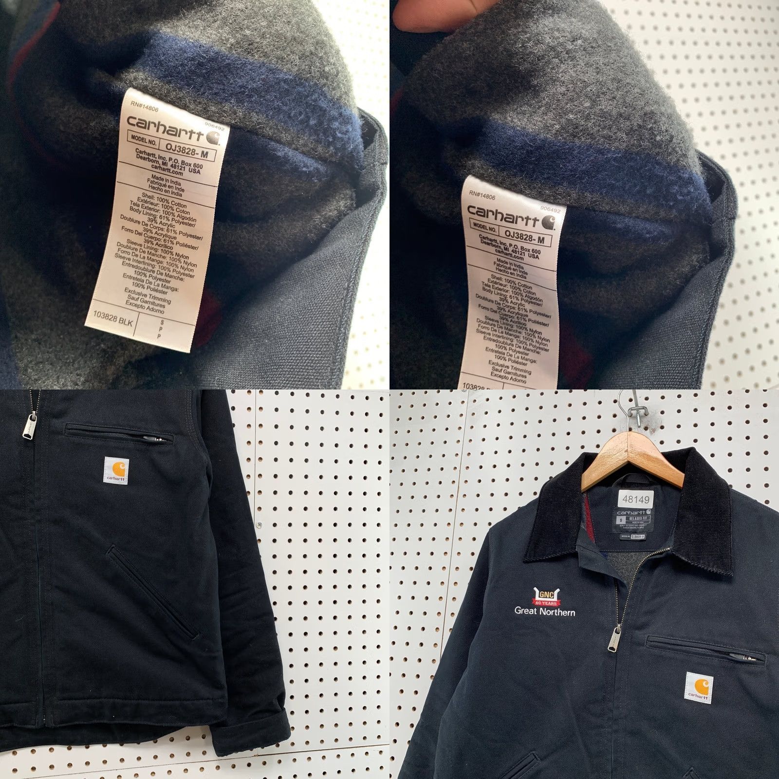 Carhartt Carhartt Detroit Canvas Jacket Mens Small Black Flannel Lined Workwear Size US S / EU 44-46 / 1 - 8 Thumbnail