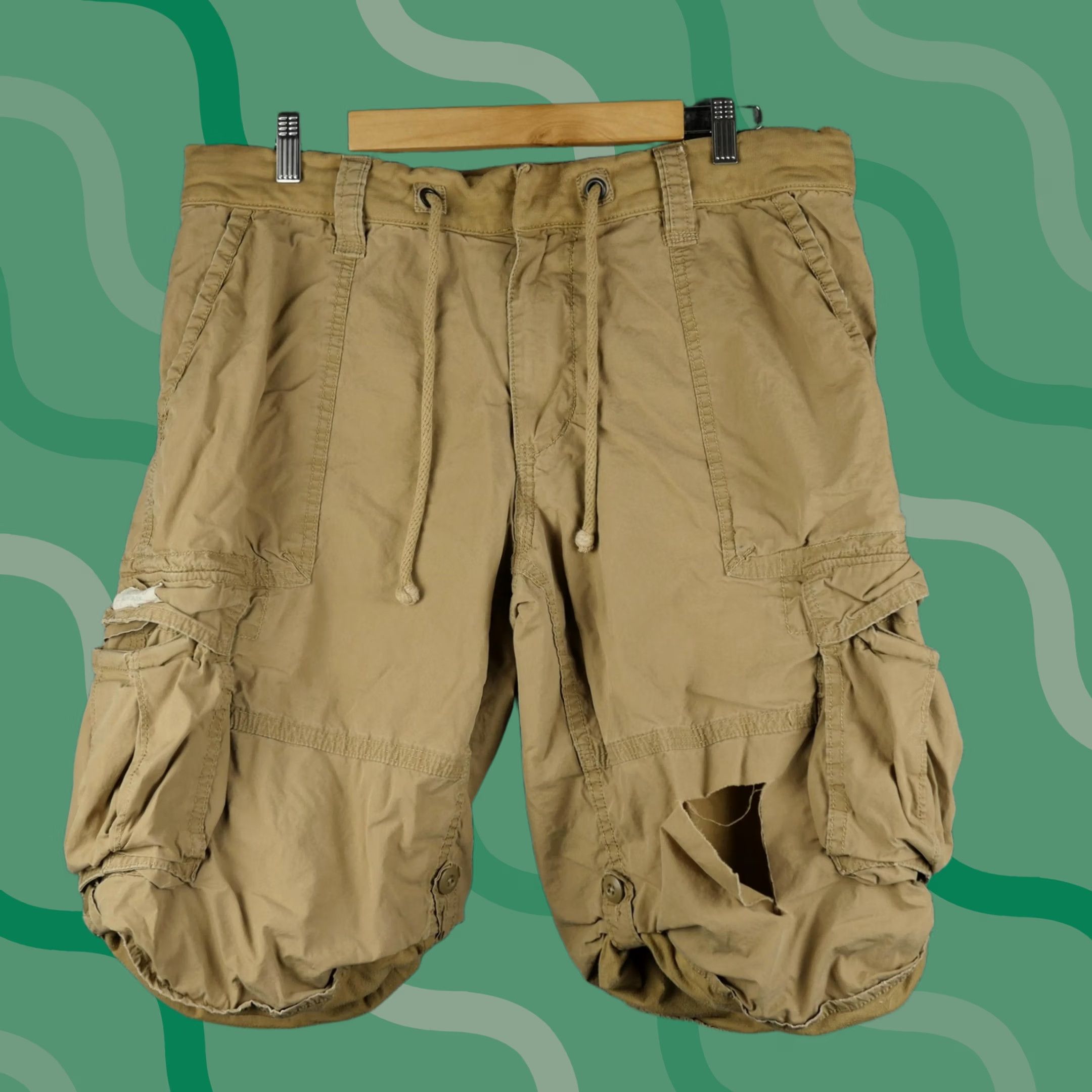 Ralph Lauren Ralph Lauren Mens Beige Cargo Shorts 36 Denim Supply Paratrooper Baggy Flaw Size US 36 / EU 52 - 1 Thumbnail