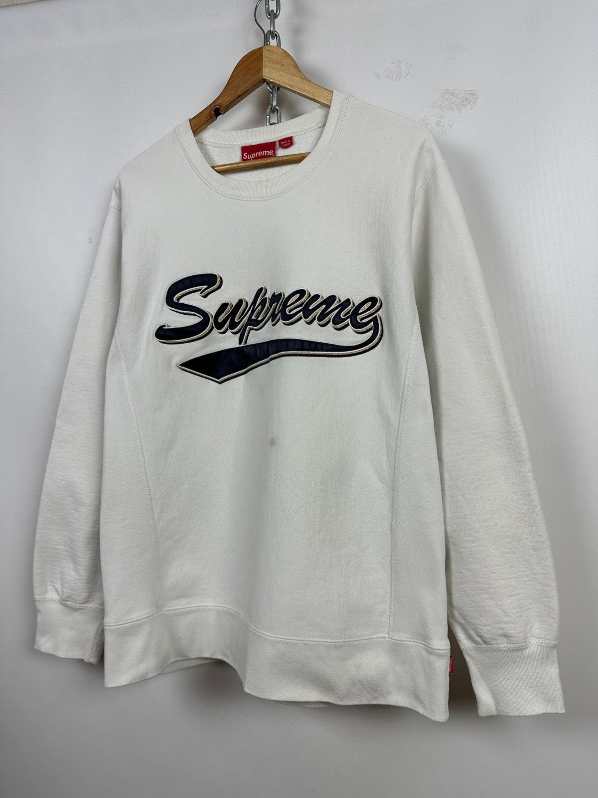 Supreme Supreme Brush Script White Crewneck Sweatshirt Size US L / EU 52-54 / 3 - 4 Thumbnail