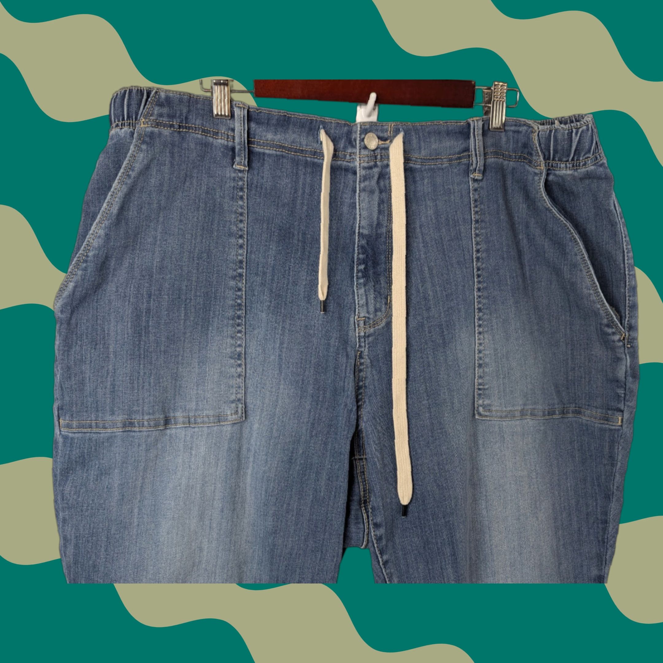 Vintage Judy Blue Pants 22W Blue Clearwater Denim Joggers Elastic Drawstring High Rise Size 40" / US 18 - 1 Thumbnail
