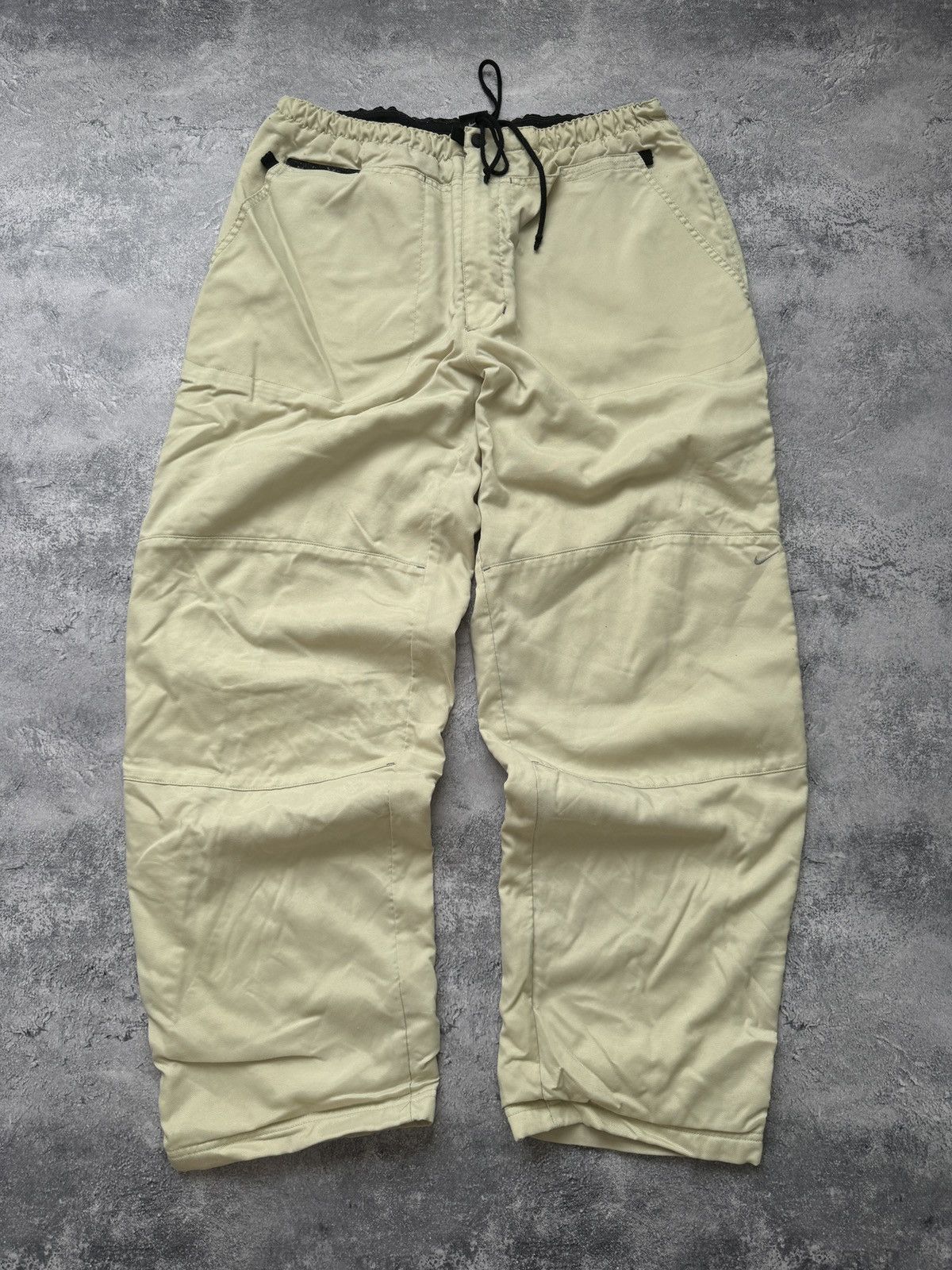 Nike × Vintage Crazy Vintage 90s Nike Baggy Fleece Pants Beige Size L Size US 34 / EU 50 - 1 Thumbnail
