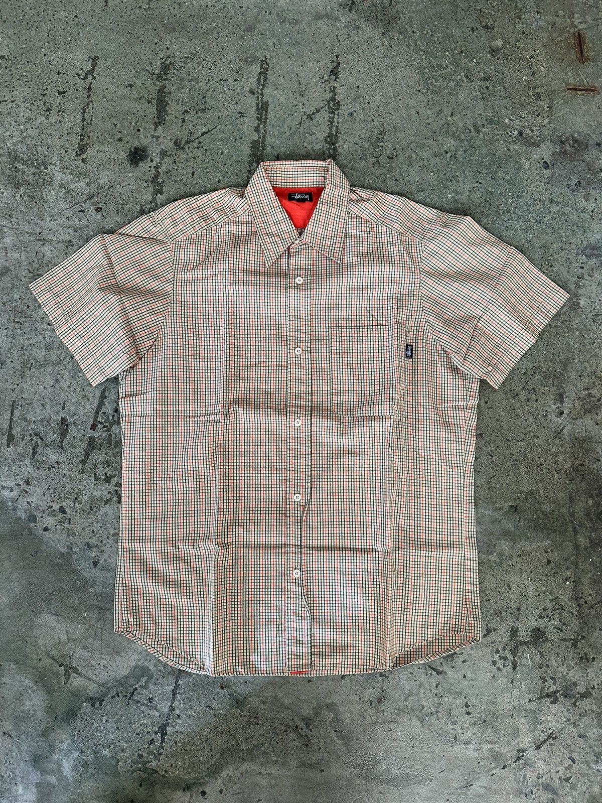 80s old stussy classic check shirt L size | nawona