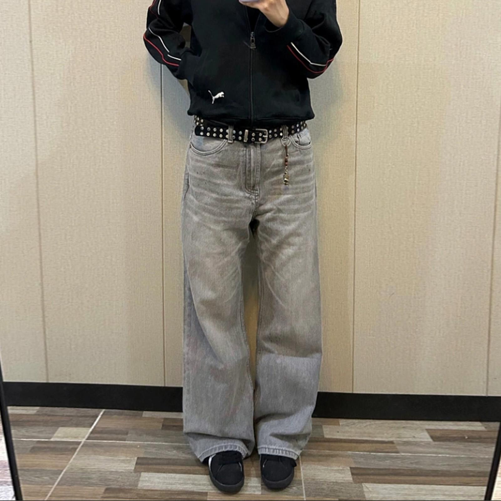 Vintage Gray Wide Leg Jeans, Loose Fit Casual Denim Pants Size US 32 / EU 48 - 4 Thumbnail