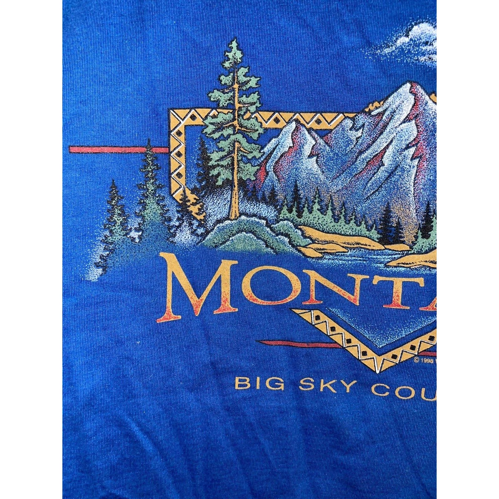 Jerzees Vintage Montana Shirt Big Sky Country Blue Tee VTG 90s Large Size US L / EU 52-54 / 3 - 5 Thumbnail