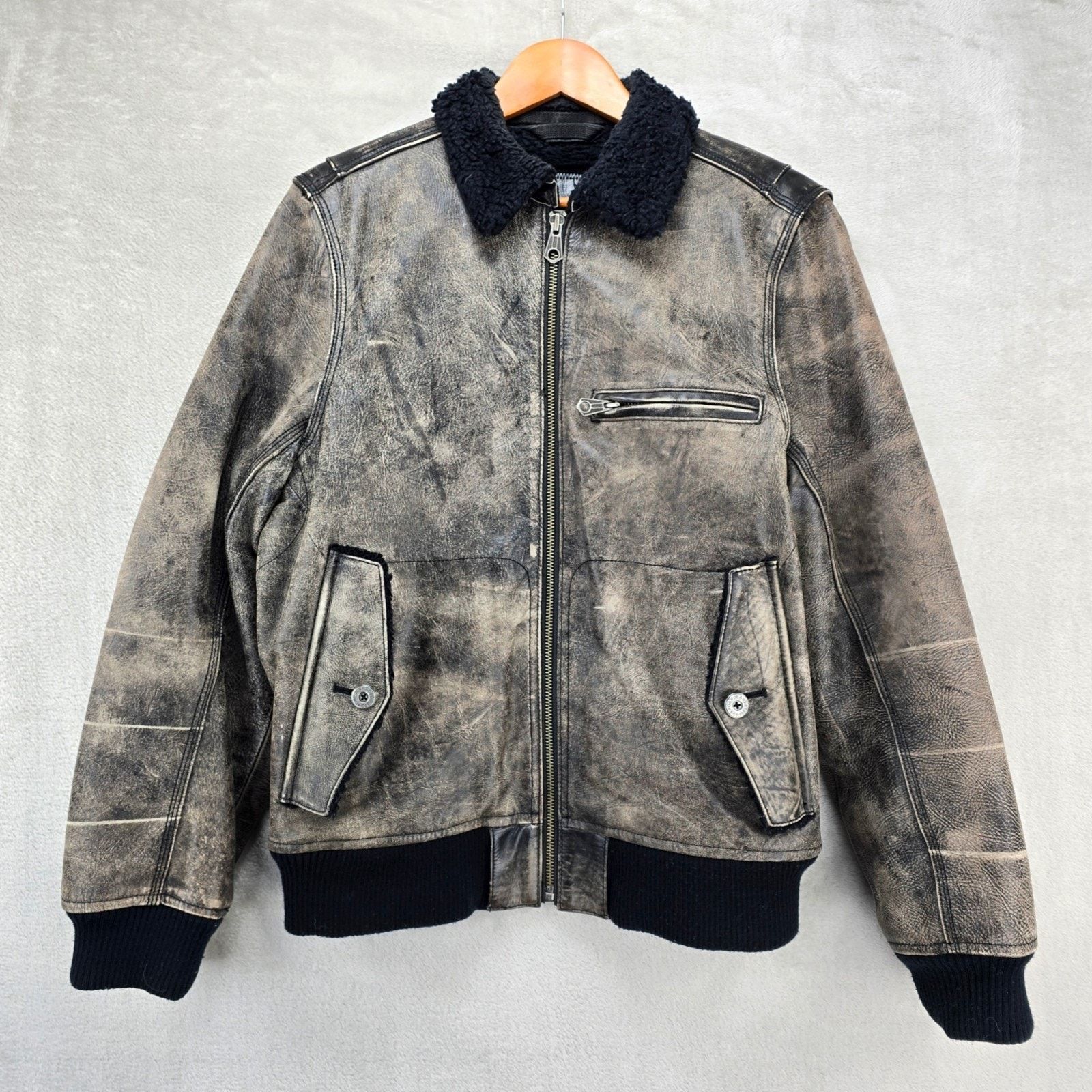 Gap Vintage GAP Leather Jacket Medium Sherpa Lined Bomber Size US M / EU 48-50 / 2 - 1 Thumbnail