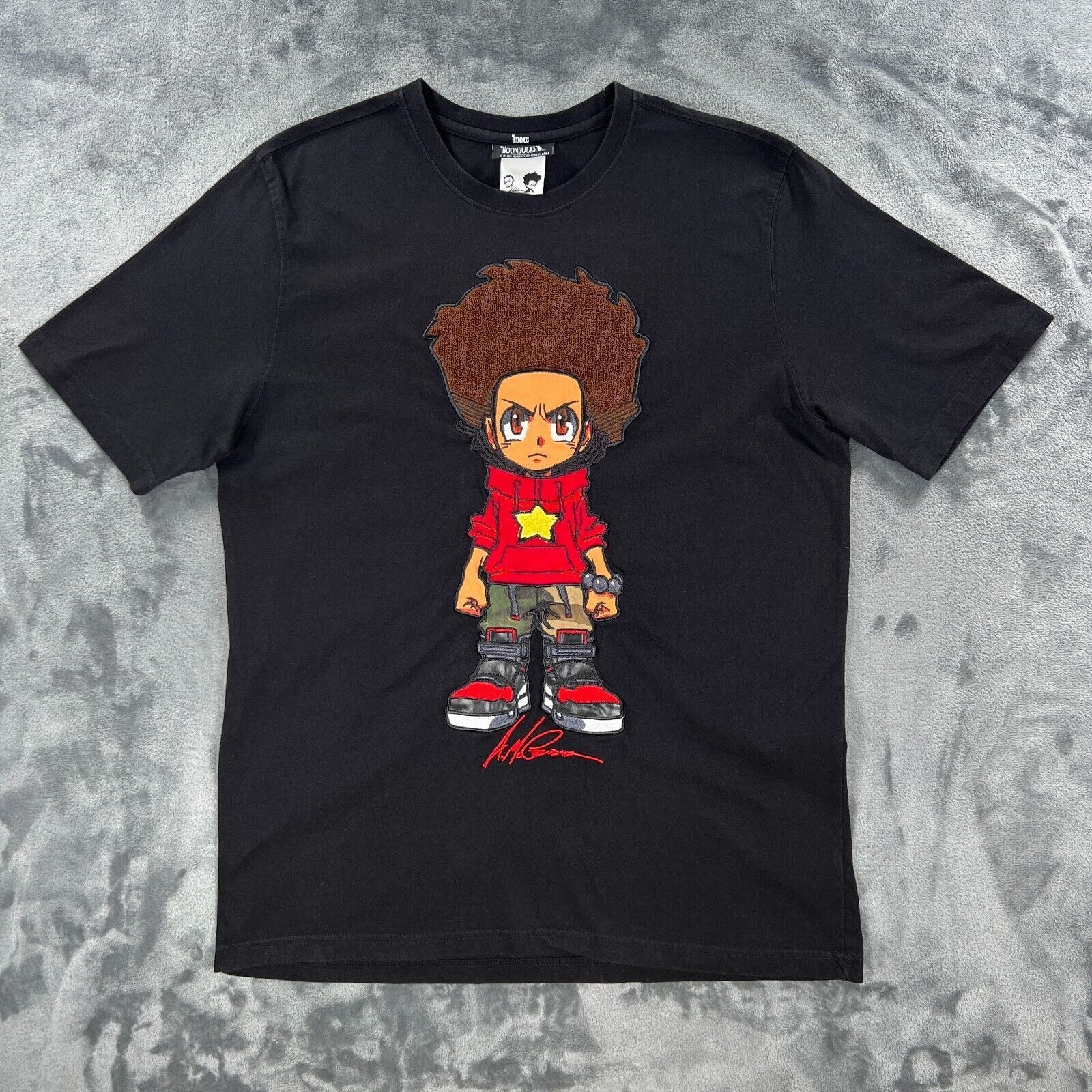 Vintage Boondocks Embroidered Black T Shirt Men L/XL Y2k Hue, image size:1600x1600
