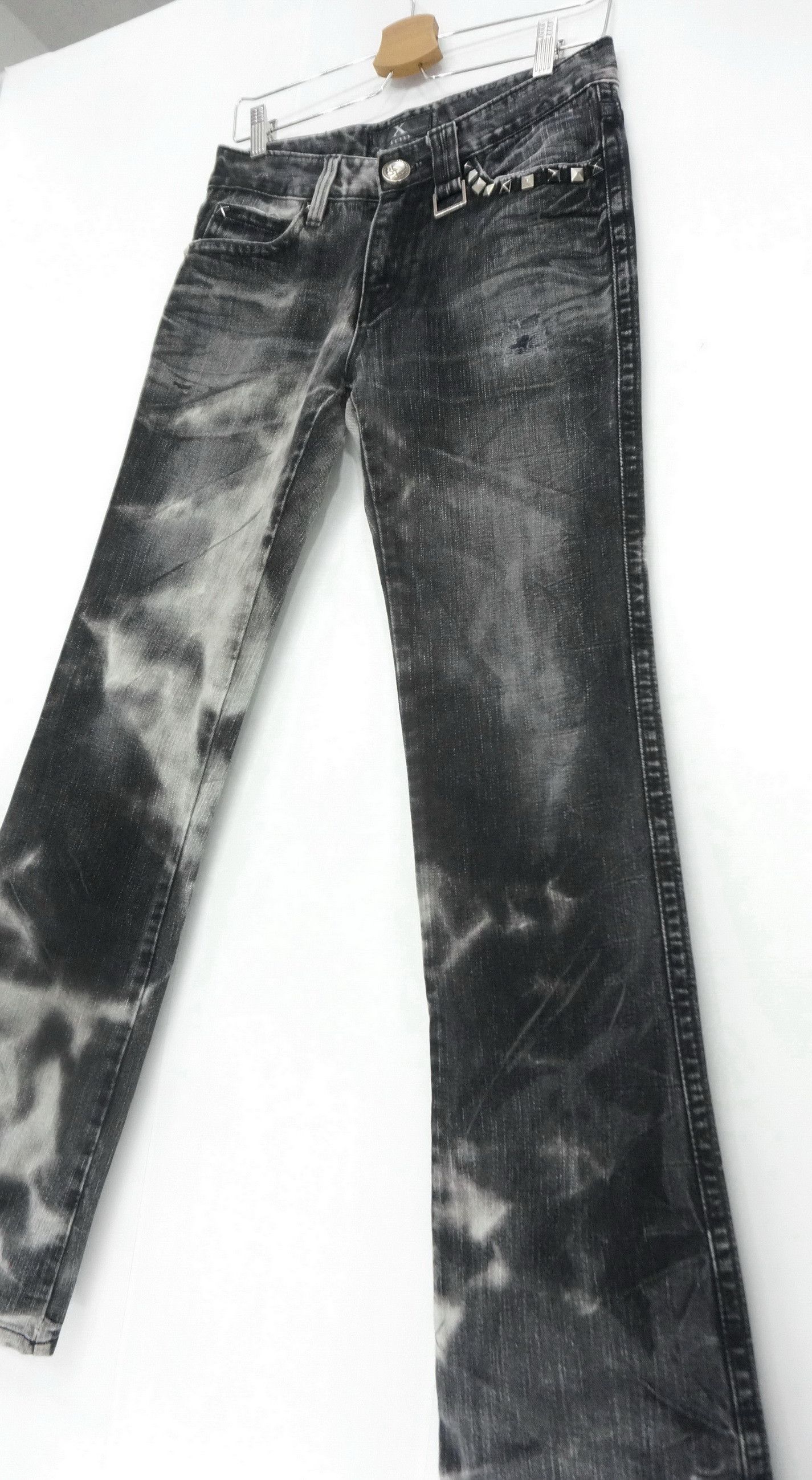 Japanese Brand XFRM Acid Wash Punk Skull Beads and Studded Jeans Size US 29 - 3 Thumbnail