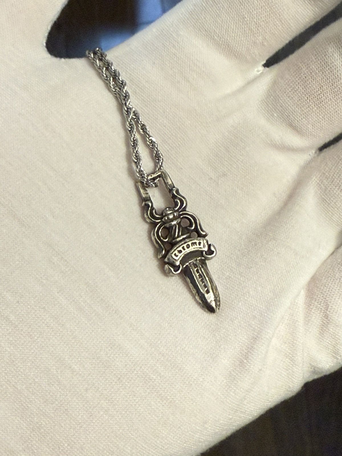 Pre-owned Chrome Hearts Silver Dagger Pendant Chain Necklace Zipper