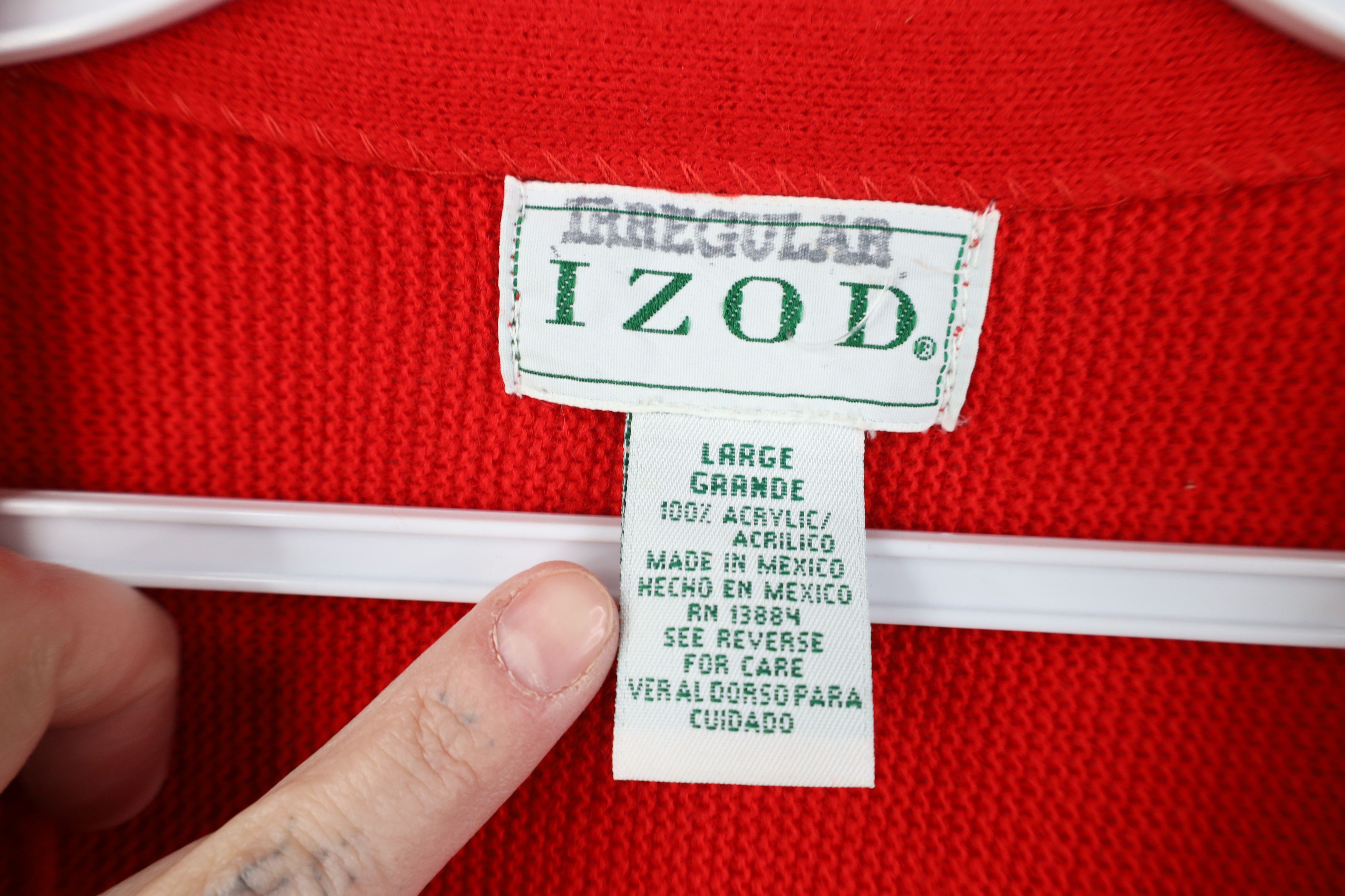 Izod Vintage 90s Izod Knit Button Cardigan Sweater Red Acrylic Size US L / EU 52-54 / 3 - 7 Thumbnail