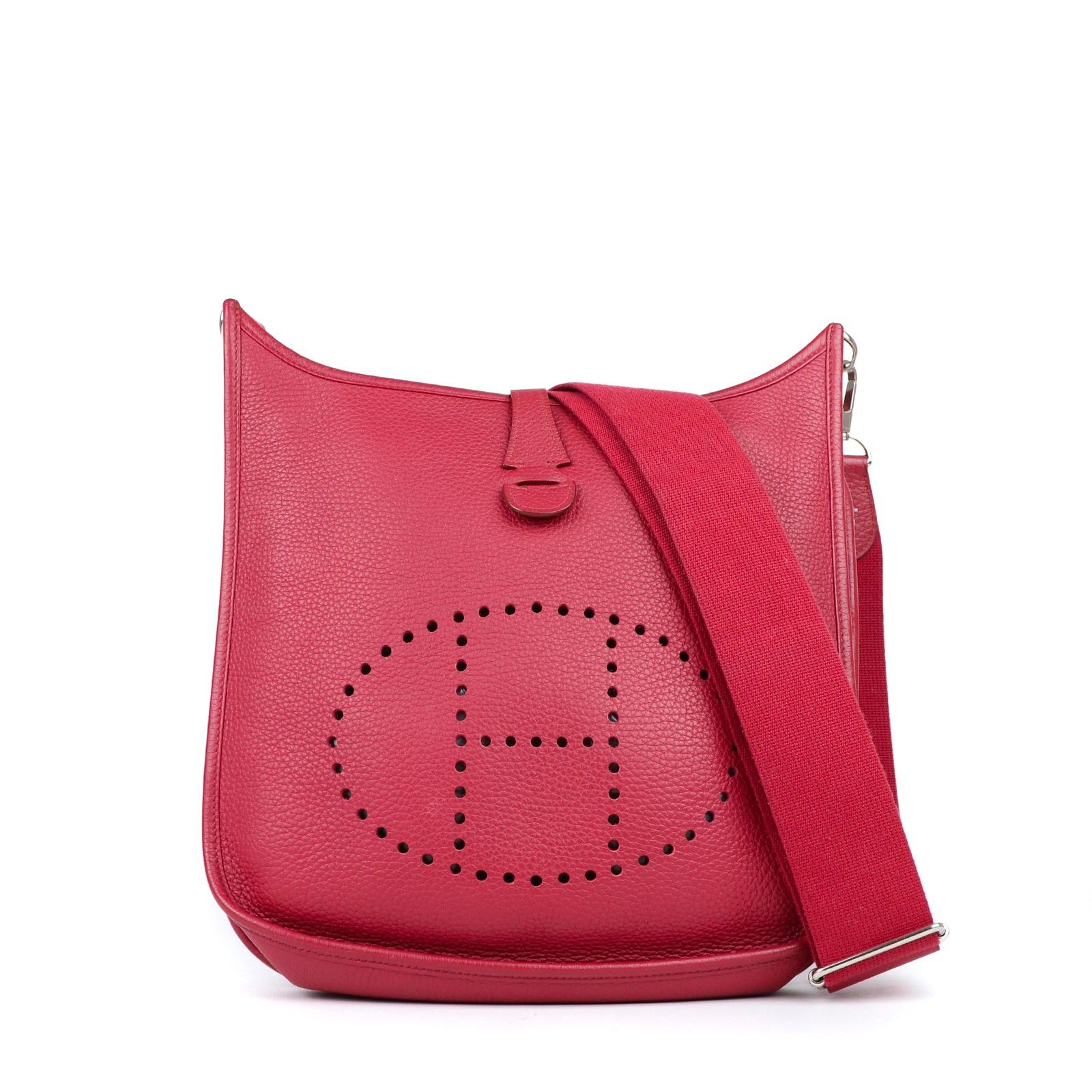image of Hermes - Evelyne 29 Iii Taurillon Clemence Garnet Shoulder Bag in Burgundy, Women's