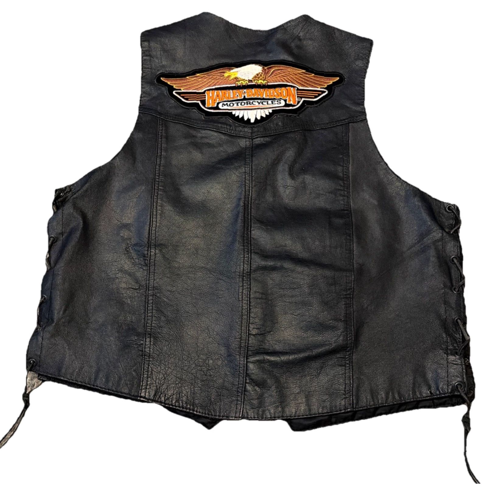 Harley Davidson VINTAGE Harley-Davidson Titan Motorcycles Patch Leather Biker Vest 2XL Men Black Leather Patch Biker 2XL Mens Size US XXL / EU 58 / 5 - 2 Thumbnail