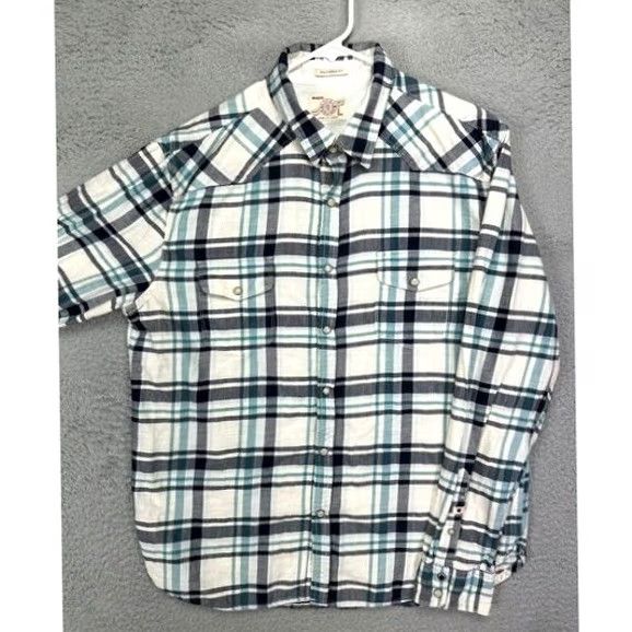 Lucky Brand Lucky Brand Shirt Men Large Blue Plaid California Fit Pearl Snap Button Up Shirt Size US L / EU 52-54 / 3 - 2 Thumbnail