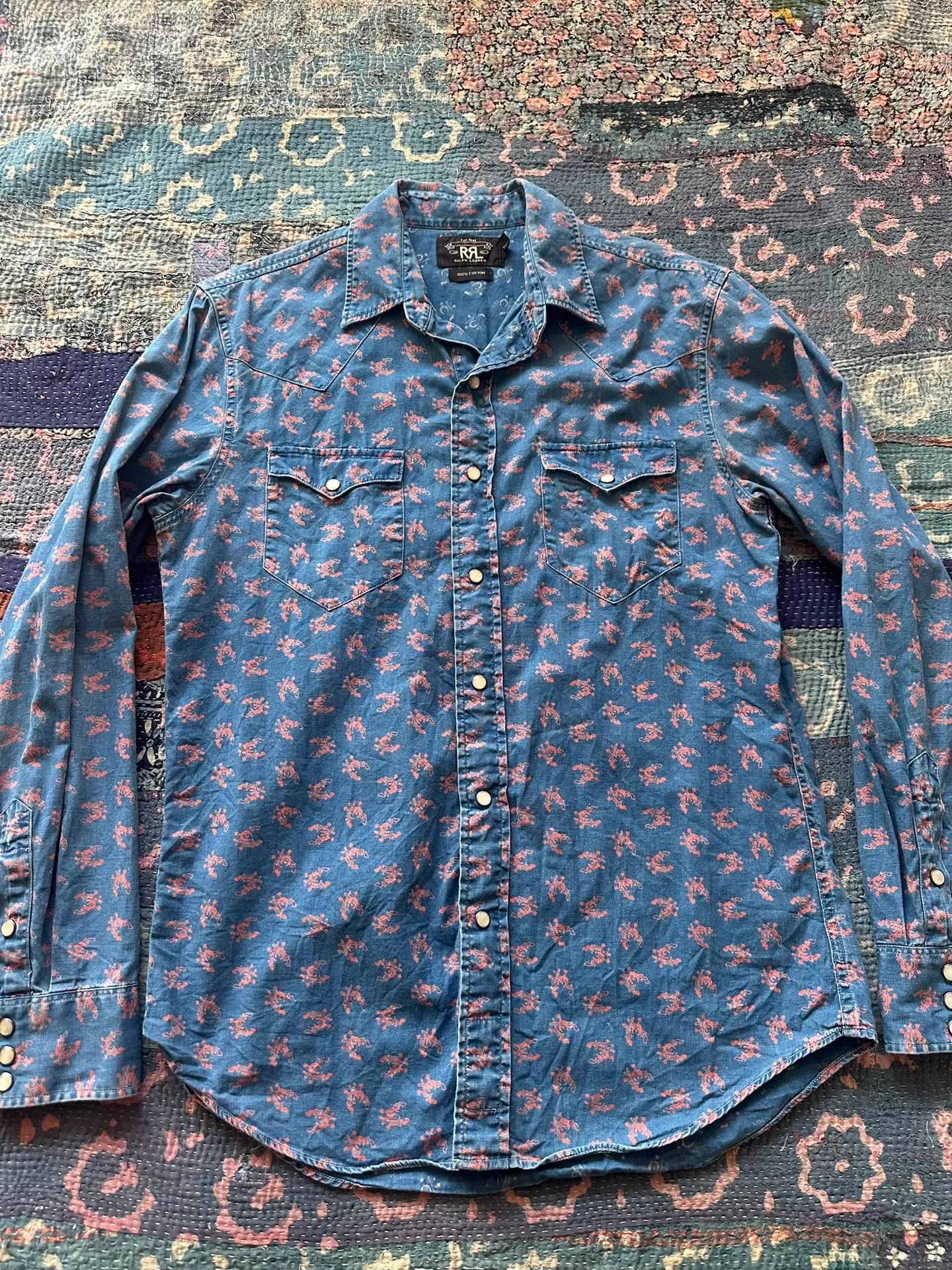 RRL Ralph Lauren RRL The Hateful Eight Indigo Distressed Shirt M Minor Wear Size US M / EU 48-50 / 2 - 1 Thumbnail