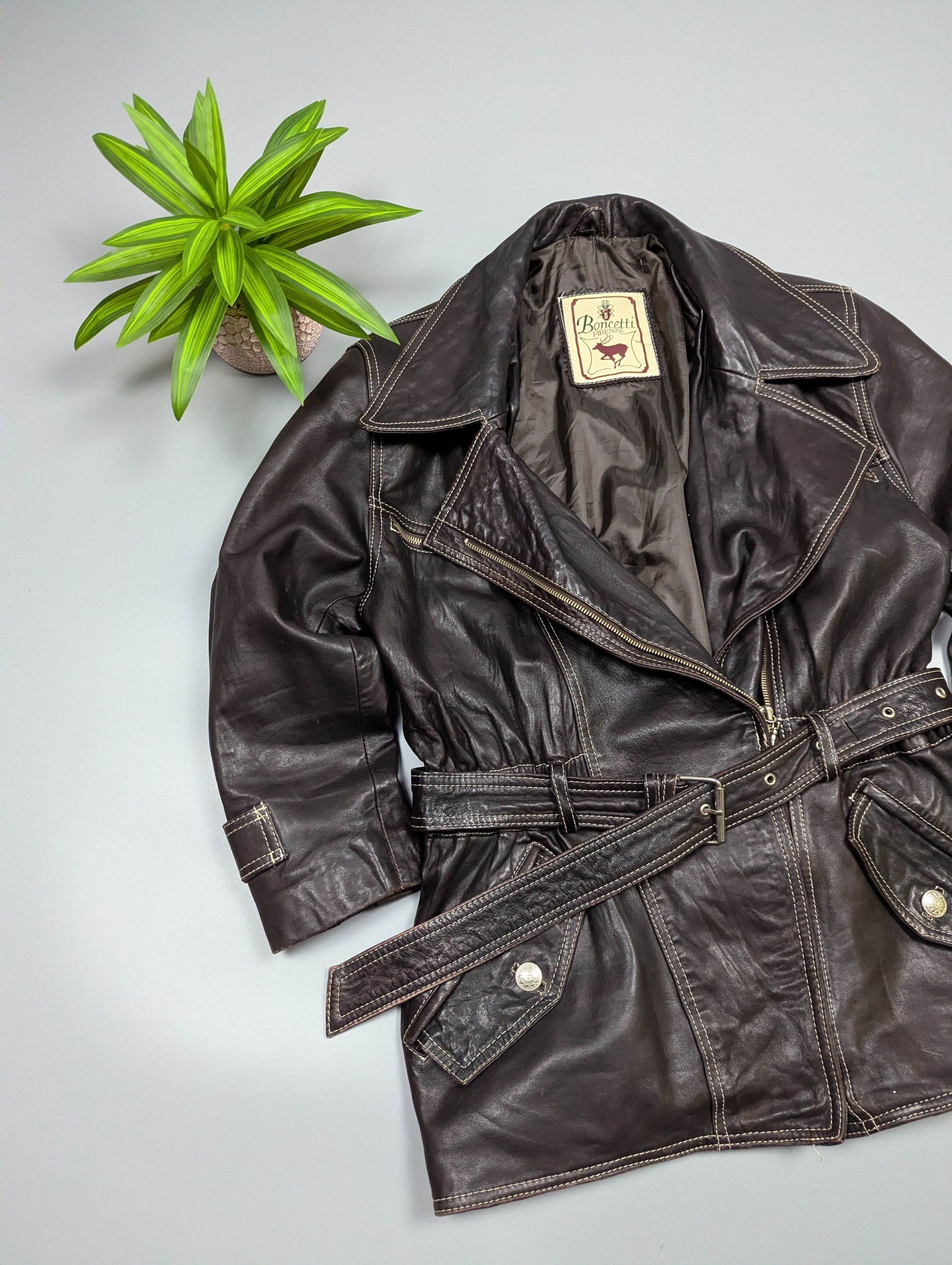 Bonchetti Firenze 90s Vintage Leather Trench Coat/Jacket