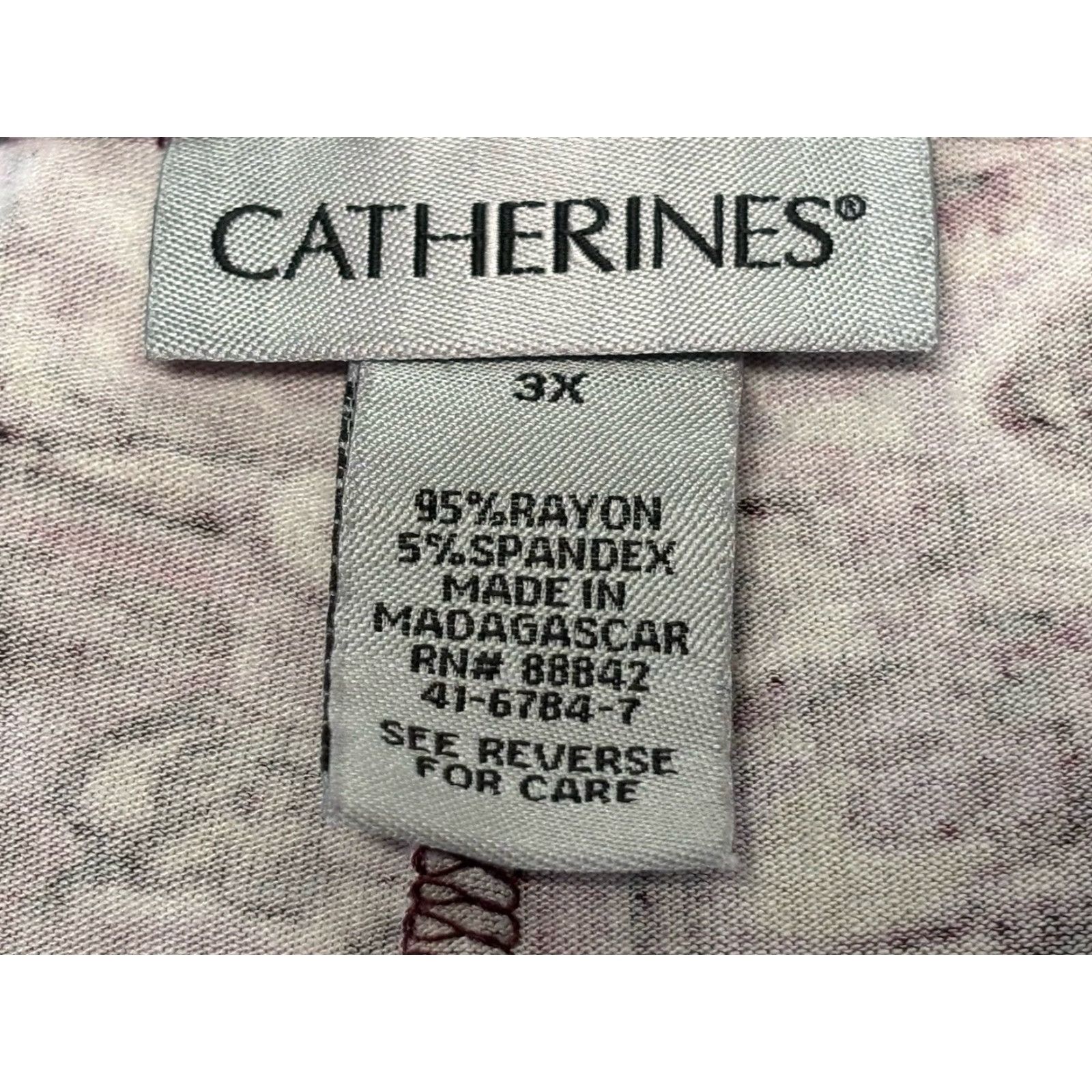 Vintage Catherine’s Swing Tunic Shirt 3X Plus Purple White Stretch Women Pullover Rayon Blend Womens Size XXL / US 16-18 / IT 52-54 - 7 Thumbnail