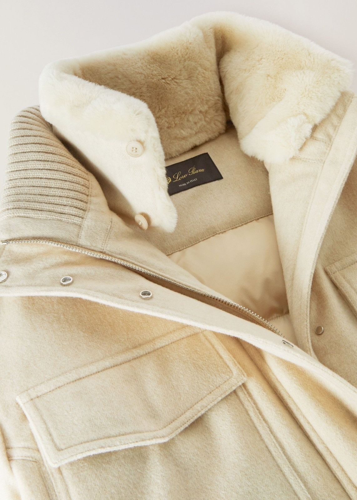 Loro Piana o1srvl11e0824 Gump Storm Castorino Cashmere Jacket in Ivory Size XL / US 12-14 / IT 48-50 - 3 Thumbnail
