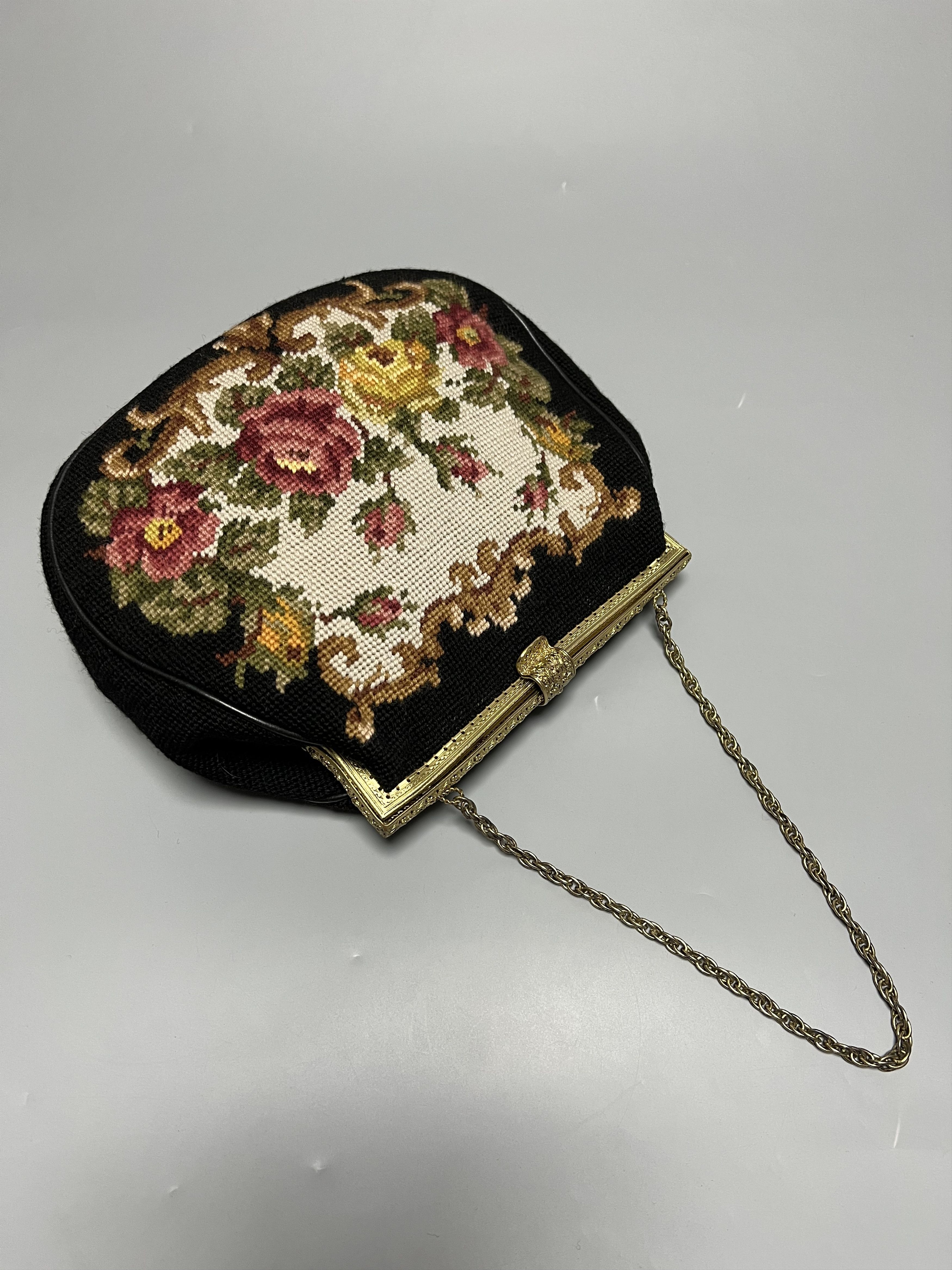 Handmade Rare Vintage Hand Made Shoulder Bag Embroidered Flower Size ONE SIZE - 1 Thumbnail