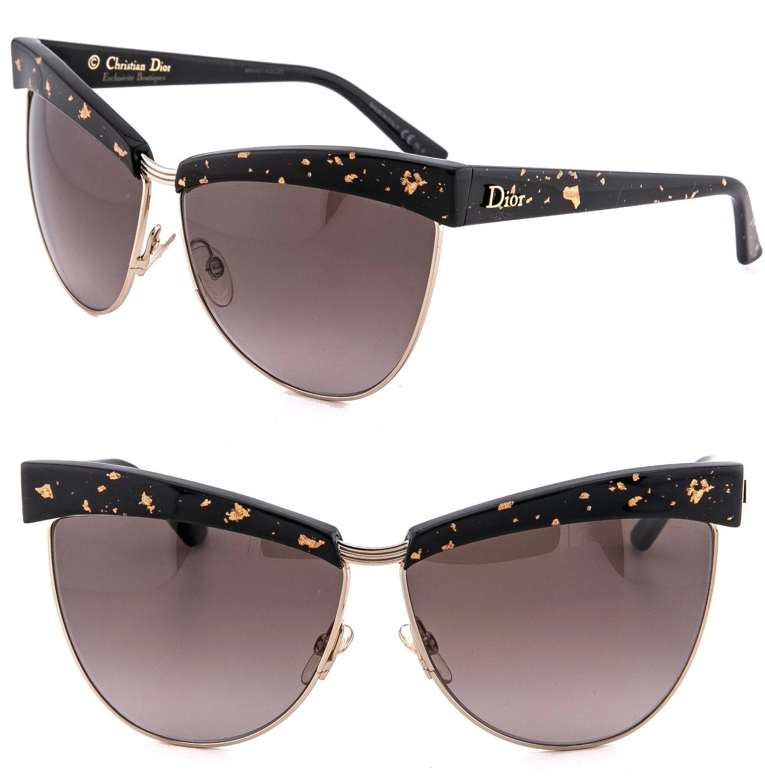 Christian Dior Monsieur CHRISTIAN DIOR METEORE Black 24K Gold Leaf Sunglasses Size ONE SIZE - 1 Thumbnail