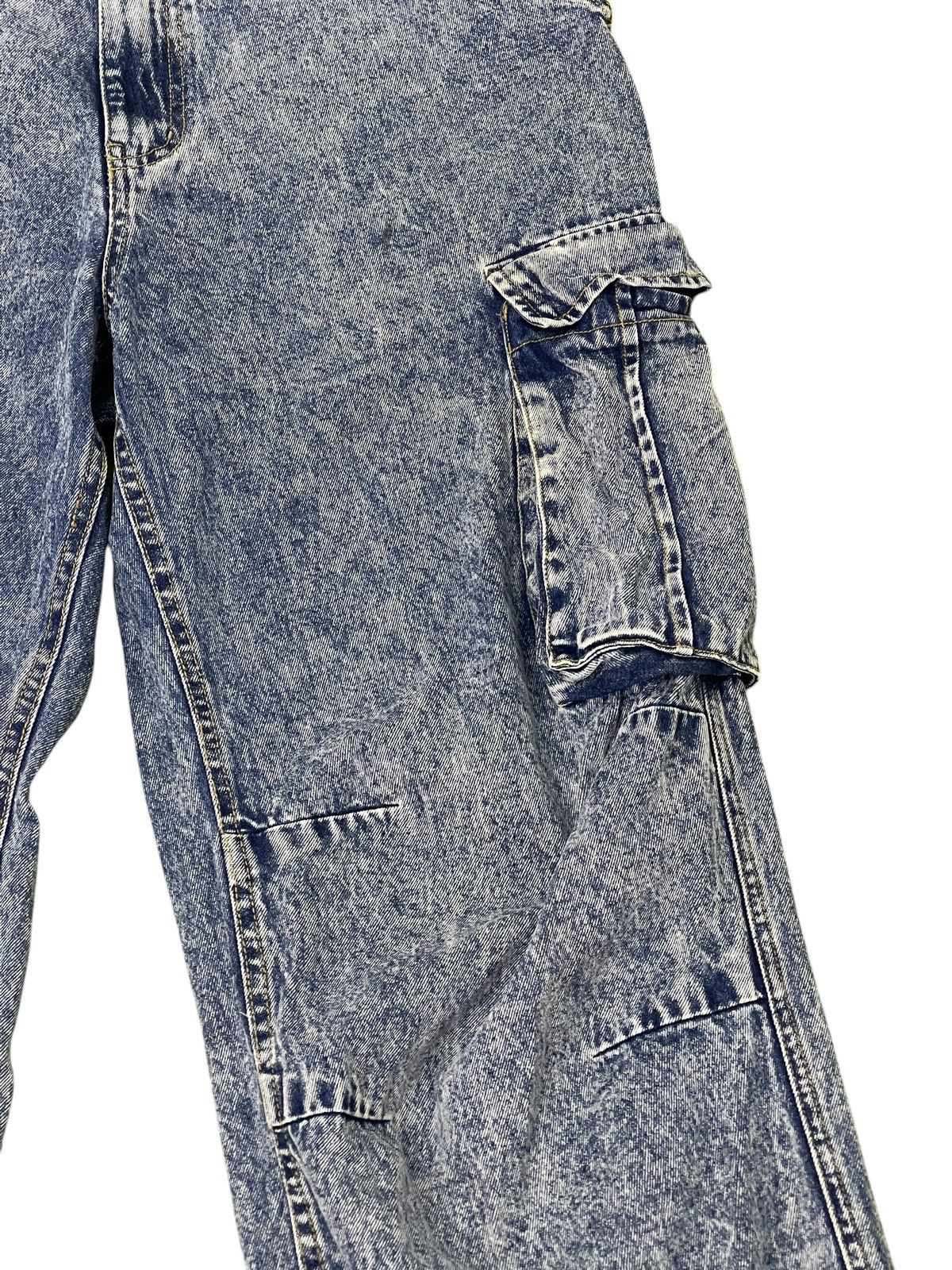 Japanese Brand Wide Cargo Jeans Jungle Storm Faded Blue 1🟦0 Size US 33 - 4 Thumbnail