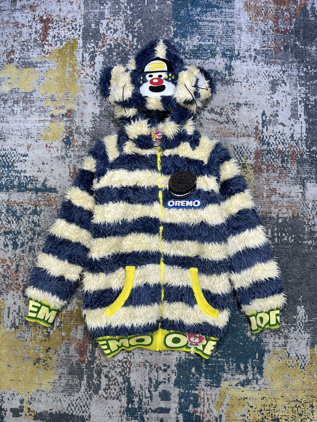 Japanese Brand Joyful And Monster Plush Whimsical Striped Fuzzy Jacket Size XS / US 0-2 / IT 36-38 - 1 Thumbnail