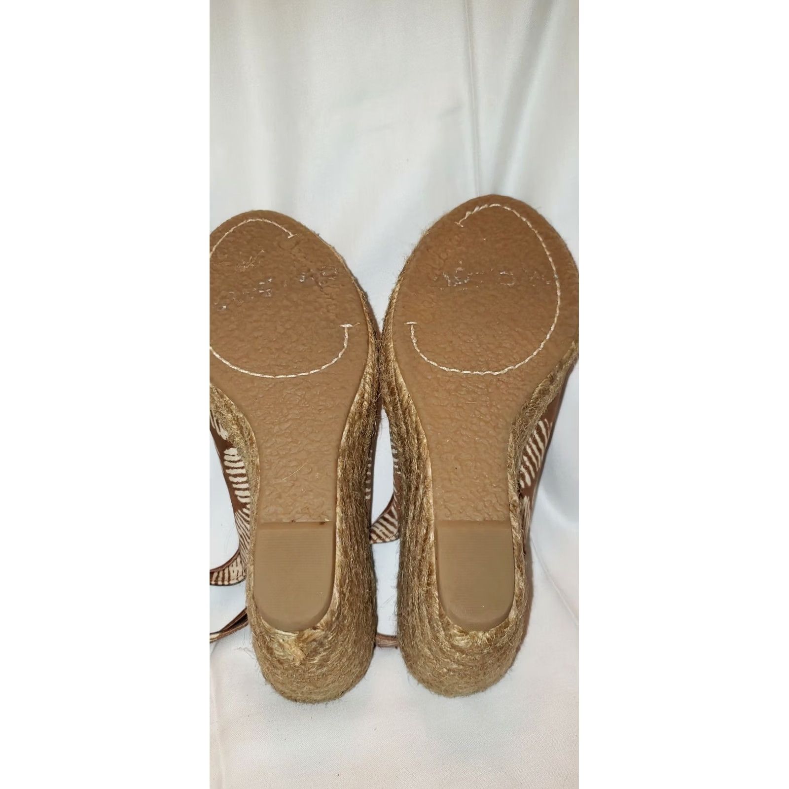 Sam Edelman Sam Edelman Toledo Sandal Espadrille Wedge Brown White Textile Upper Cork Bed 6.5M Womens Shoes Boys? Size US 8 / IT 38 - 5 Thumbnail