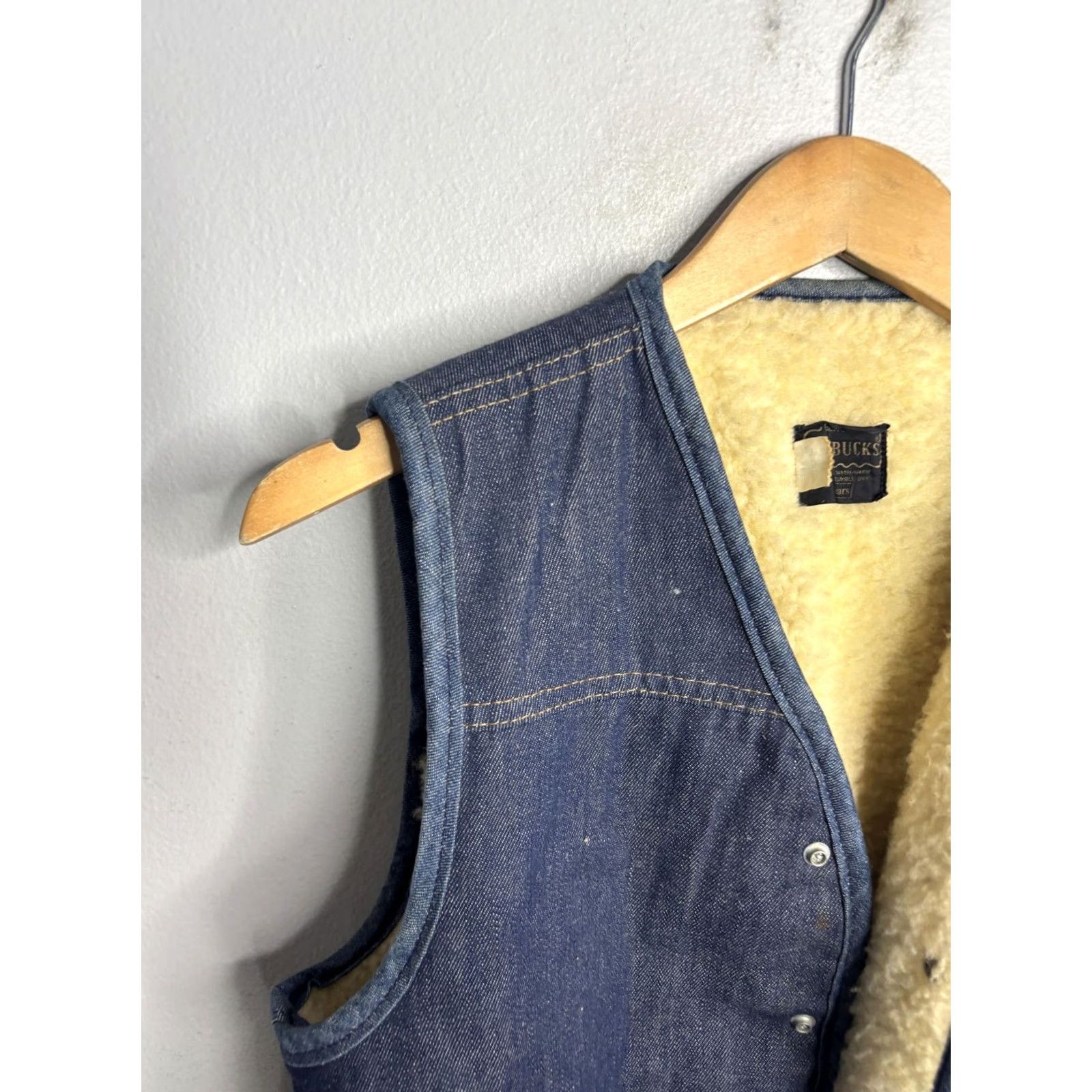 Denime VINTAGE Roebucks Vest Mens Medium Blue Denim Sherpa Lined Western Workwear 70s Size US M / EU 48-50 / 2 - 2 Thumbnail