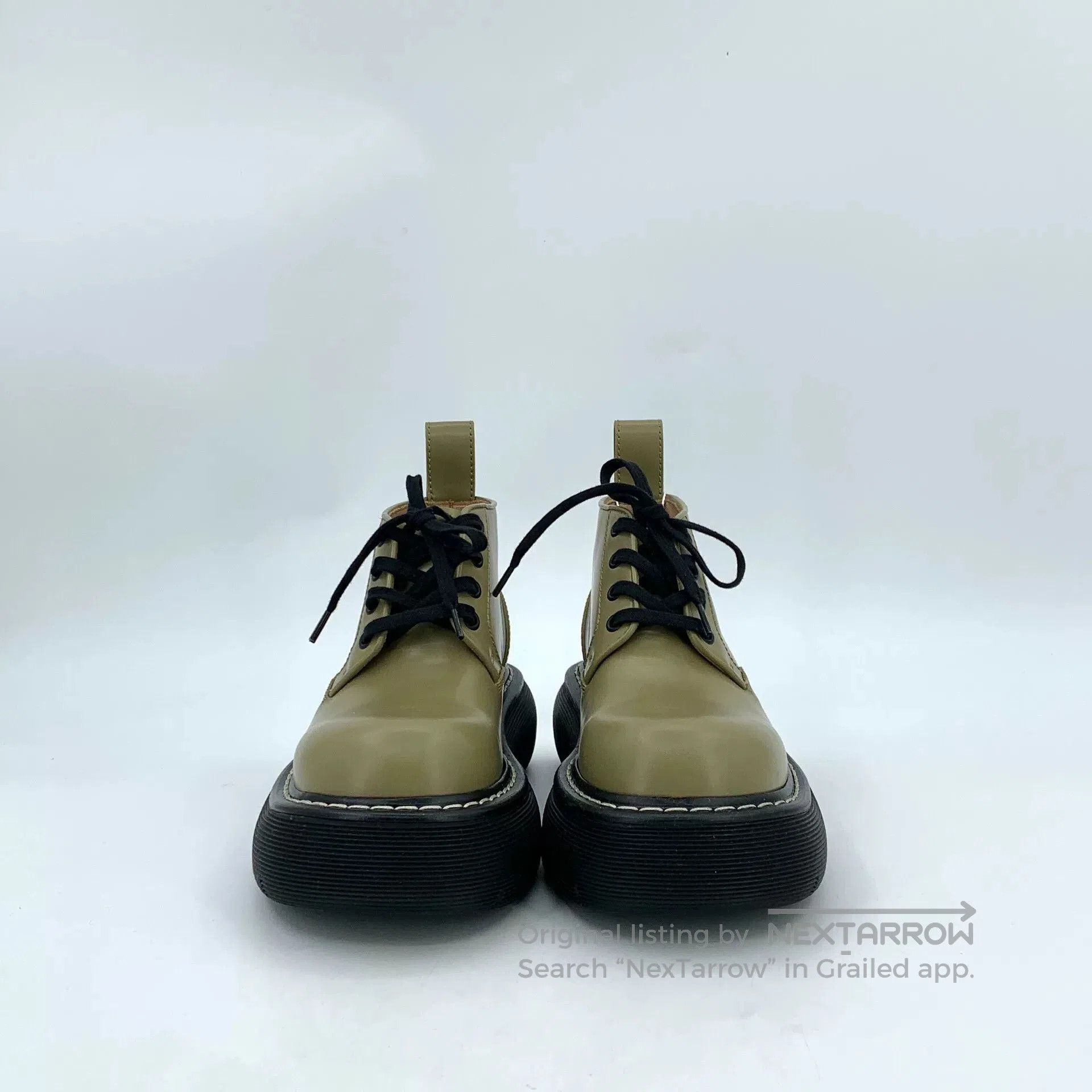 Bottega Veneta Bottega Veneta Olive Green Leather Flat Ankle Boots. Size US 5.5 / IT 35.5 - 3 Thumbnail