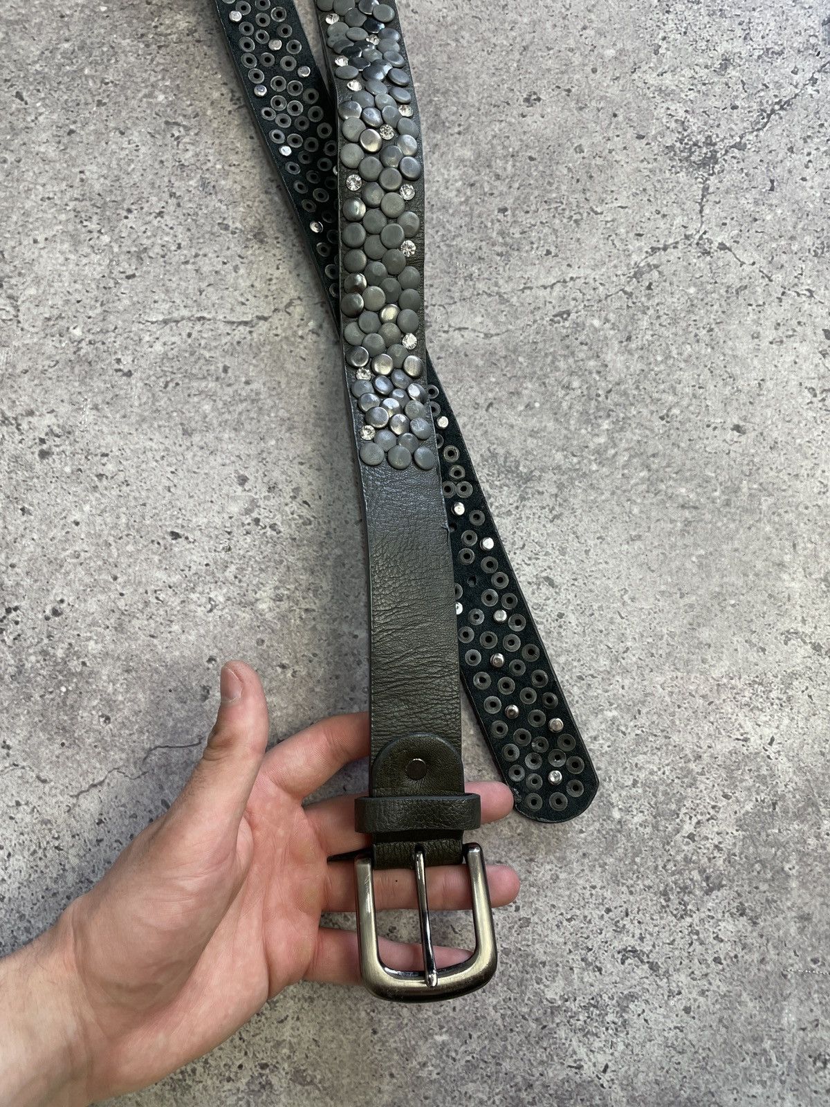 Diesel × Hysteric Glamour × Japanese Brand Vintage Leather Belt Y2K Rhinestones Punk Size 34/36 Size 32 - 7 Thumbnail