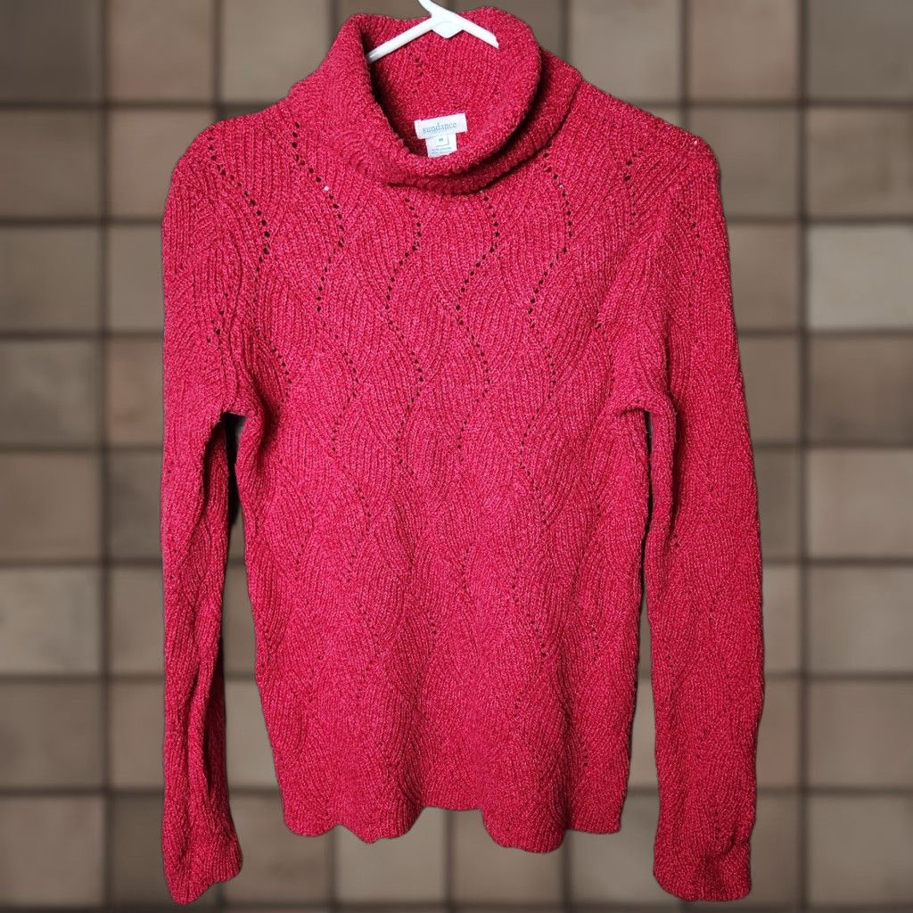 Vintage Sundance Womens Magenta Pink Champlain Cable Knit Turtleneck Sweater-Size M Size M / US 6-8 / IT 42-44 - 1 Thumbnail