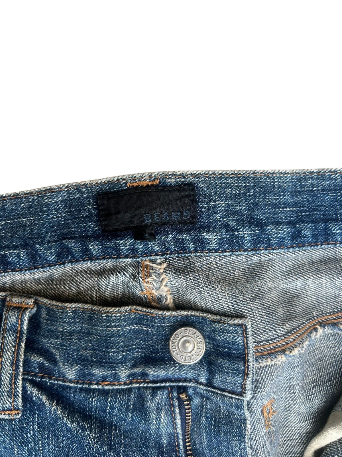 Beams Japan Vintage 90s Beams Japan Aging Dirty Mud Denim Flare Jeans Size US 32 / EU 48 - 7 Thumbnail