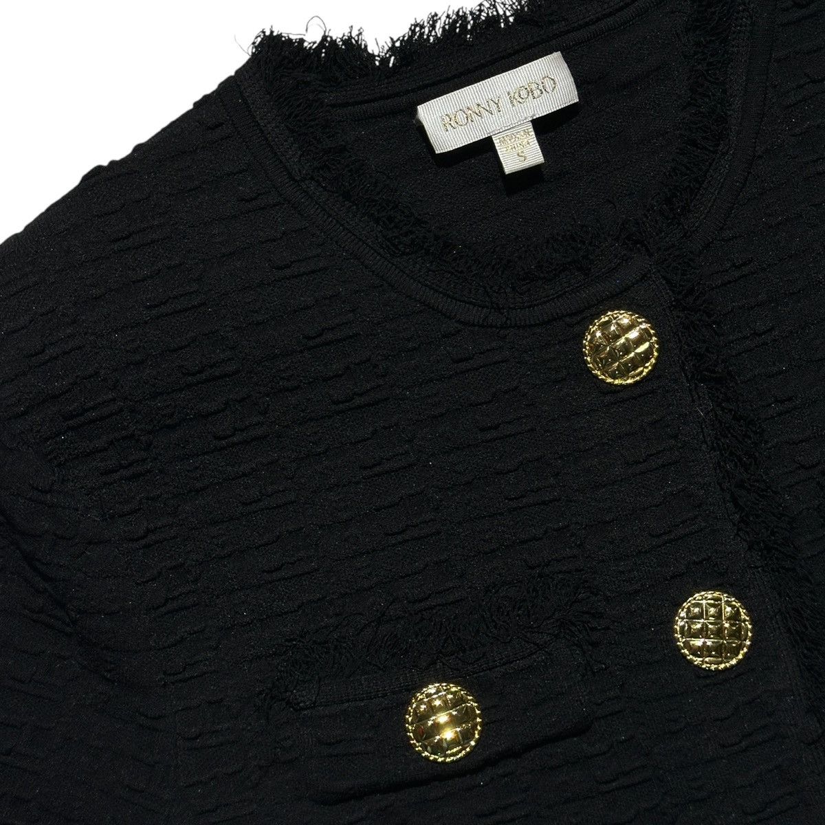 Ronny Kobo Tweed golden buttoned cropped jacket Size S / US 4 / IT 40 - 2 Thumbnail