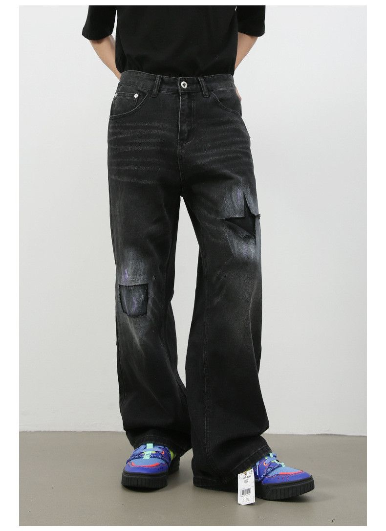 Japanese Brand × Jean American high street men's loose straight retro ripped jeans Size US 32 / EU 48 - 3 Thumbnail