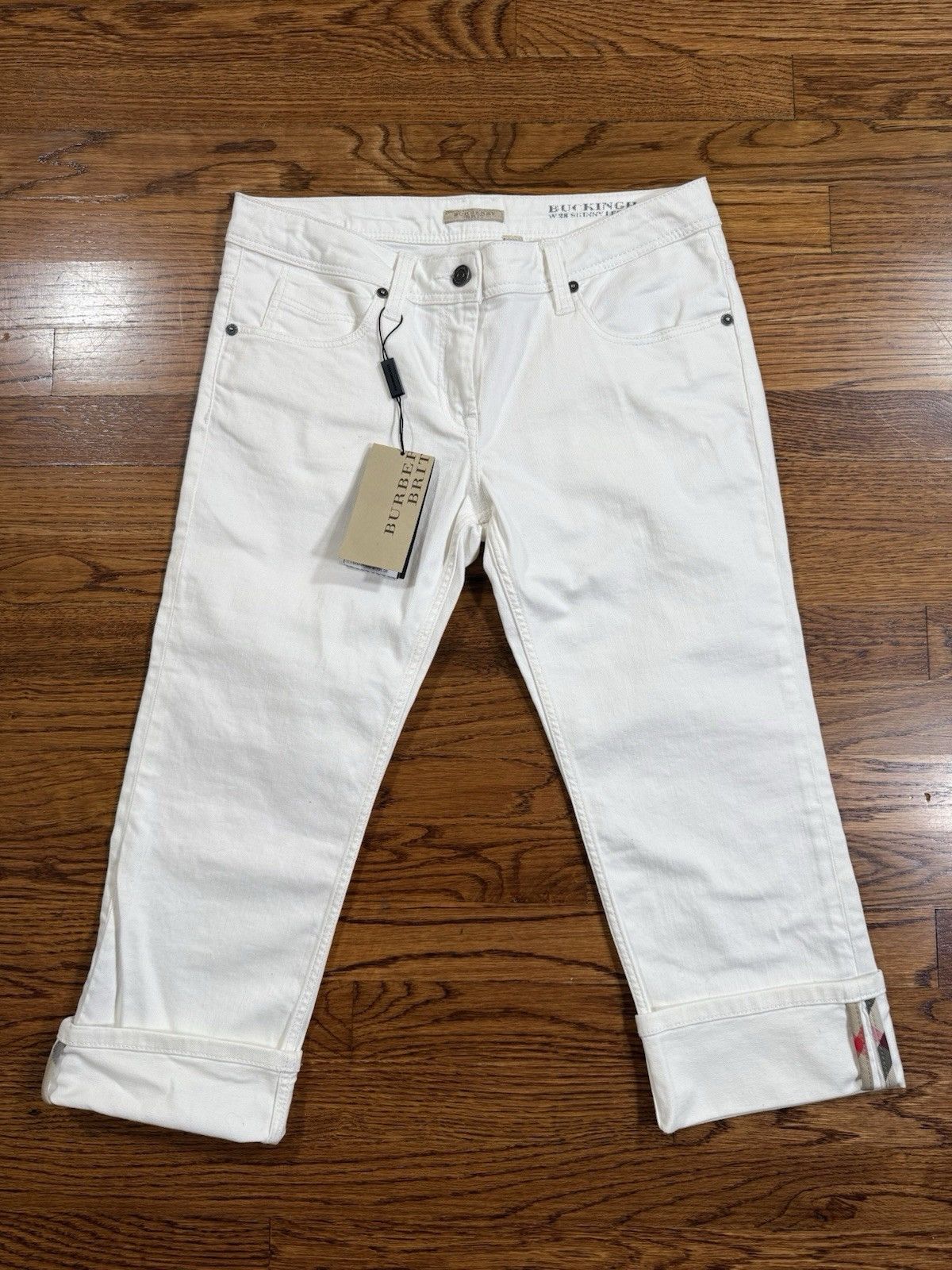 Burberry NWT Men’s Burberry Brit Buckingham White Capri Pants Sz 28 Size US 28 / EU 44 - 1 Thumbnail