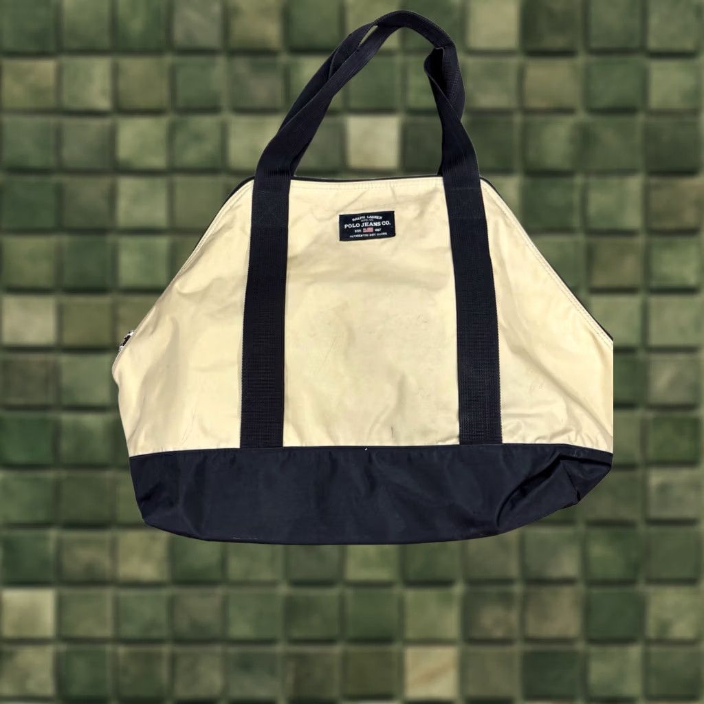 Vintage VINTAGE Polo Jeans Co. Ralph Lauren shoulder bag purse Beige And black Large Unisex Adults Size 36" / US 14 / IT 50 - 1 Thumbnail