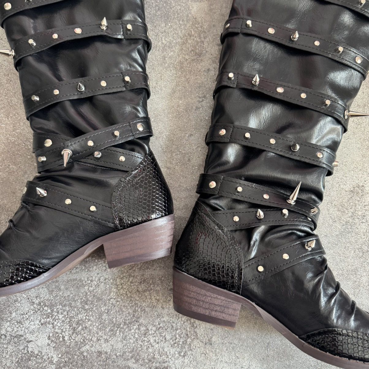 If Six Was Nine Opium Punk Rock Glam Leather Tall Boots (Rick Owen’s Vibe) Size US 8 / IT 38 - 9 Thumbnail