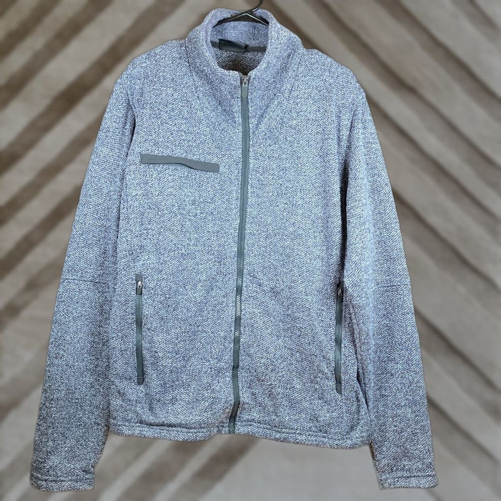 Vintage Fossa Mens Jacket Gray Full Zip Fleece Kentfield Herringbone Large Size US L / EU 52-54 / 3 - 1 Thumbnail